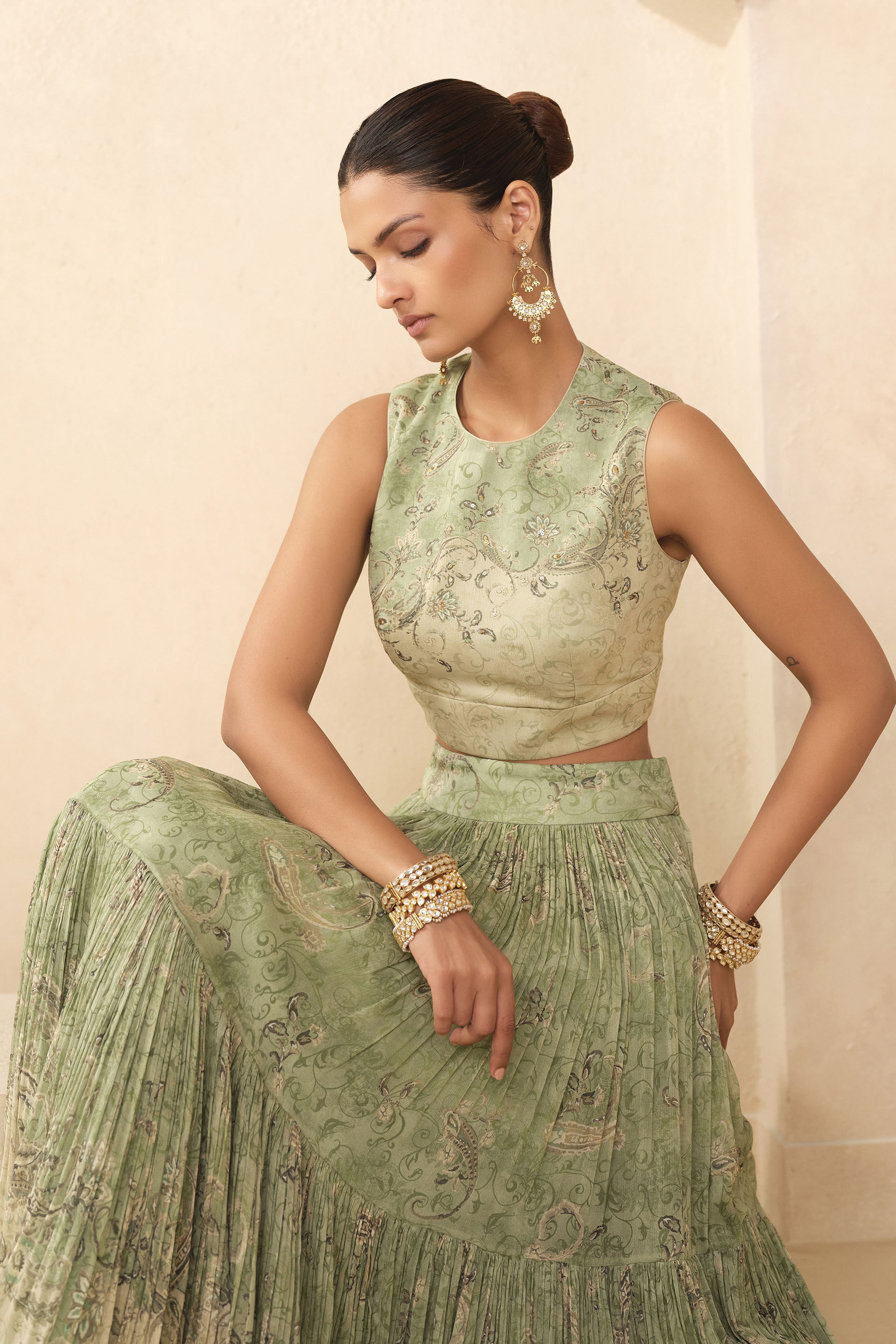 Riham Bemberg Skirt Set - Sage, Sage, image 4