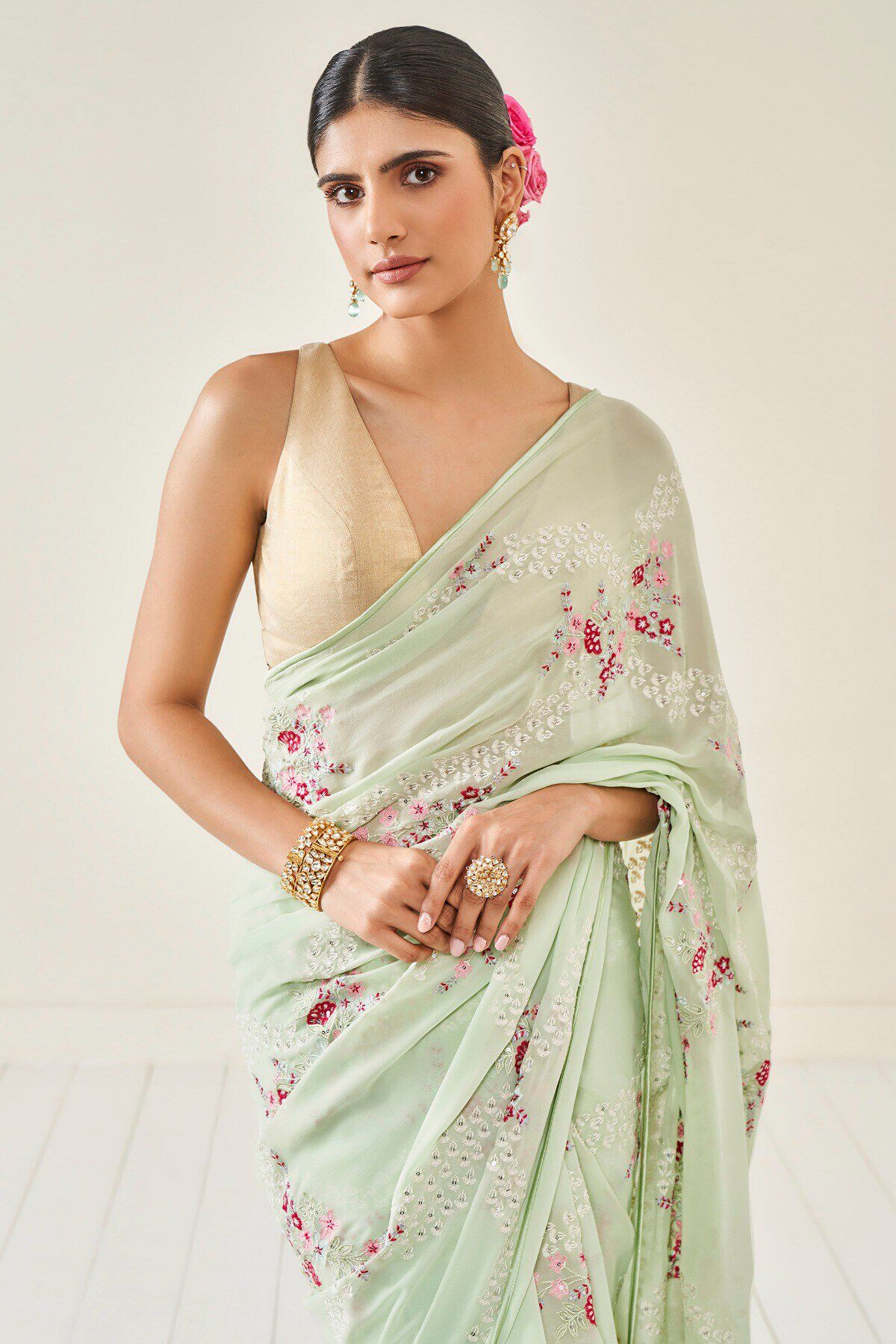 Alyssa Saree Set - Pista, Pista, image 4
