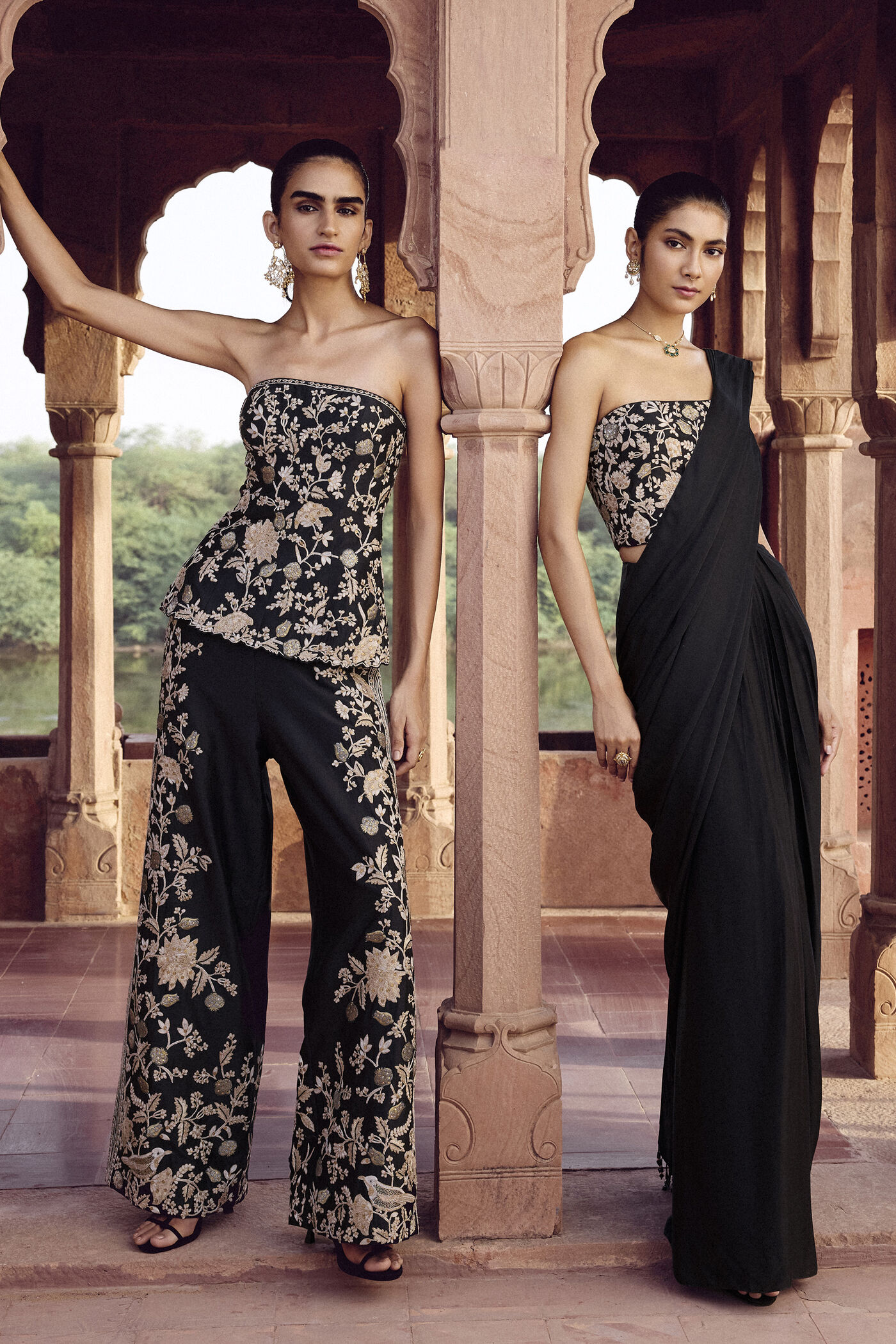 embroidered dress pants Verdant Vine Embroidered Corduroy Pants