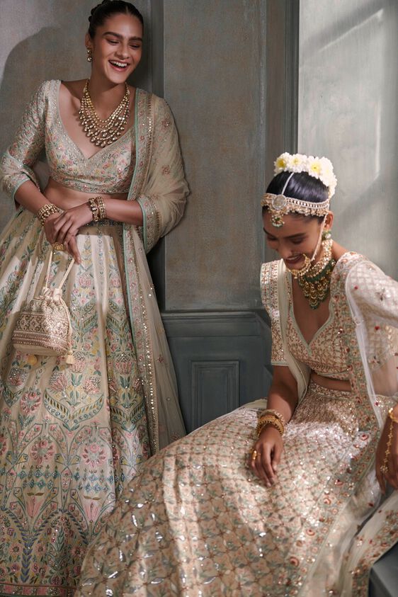 4 - Veena Lehenga Set – Cream, image 4