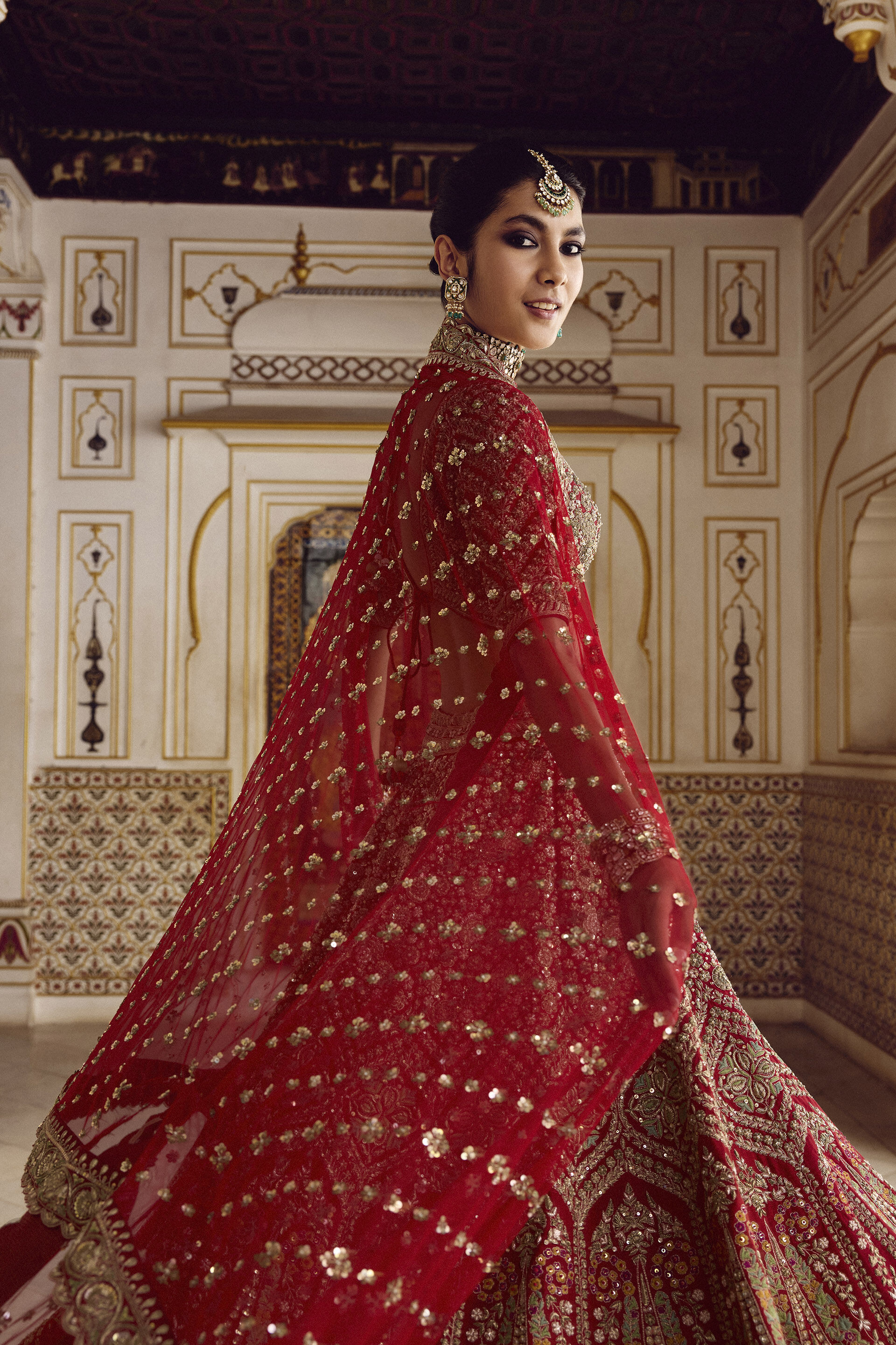 Prati Embroidered Silk Lehenga Set - Red, Red, image 4