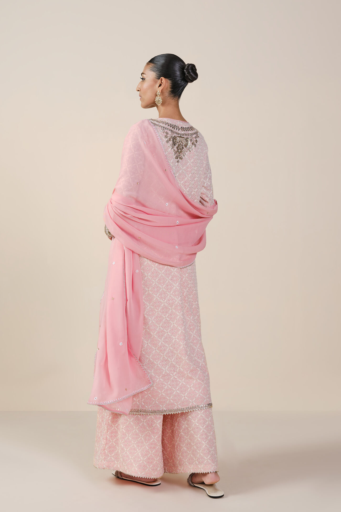 Aaloka Embroidered Georgette Suit Set - Blush, Blush, image 3
