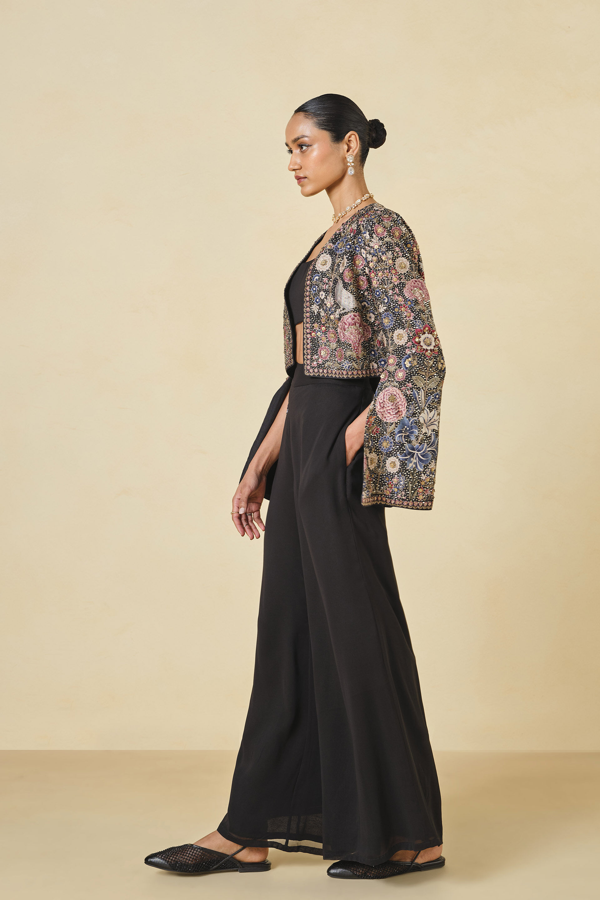 Life Of The Nightforest Sequin Palazzo Set Black