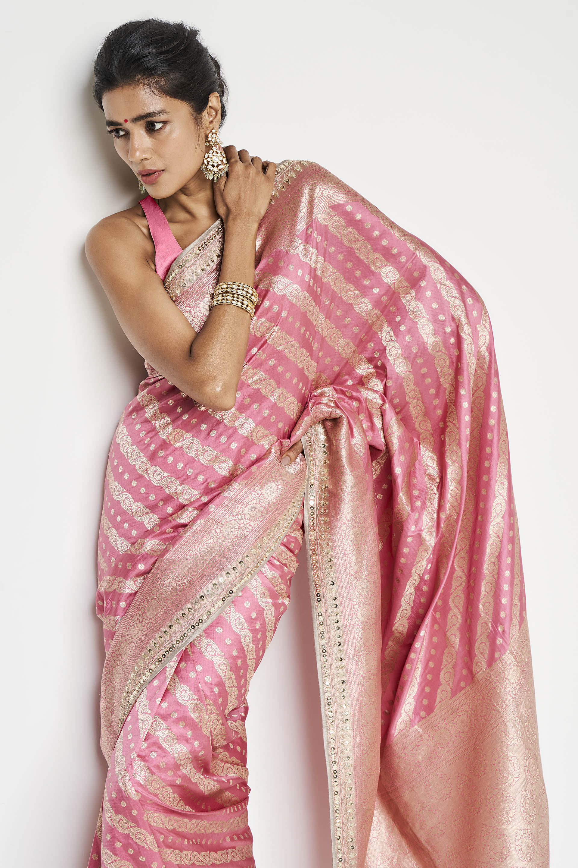 Manana Benarasi Saree - Pink, , image 4