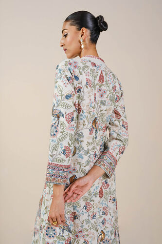 Paradise Of Flowers SEWA Hand-embroidered Silk Jacket Set - Ivory, Ivory, image 5
