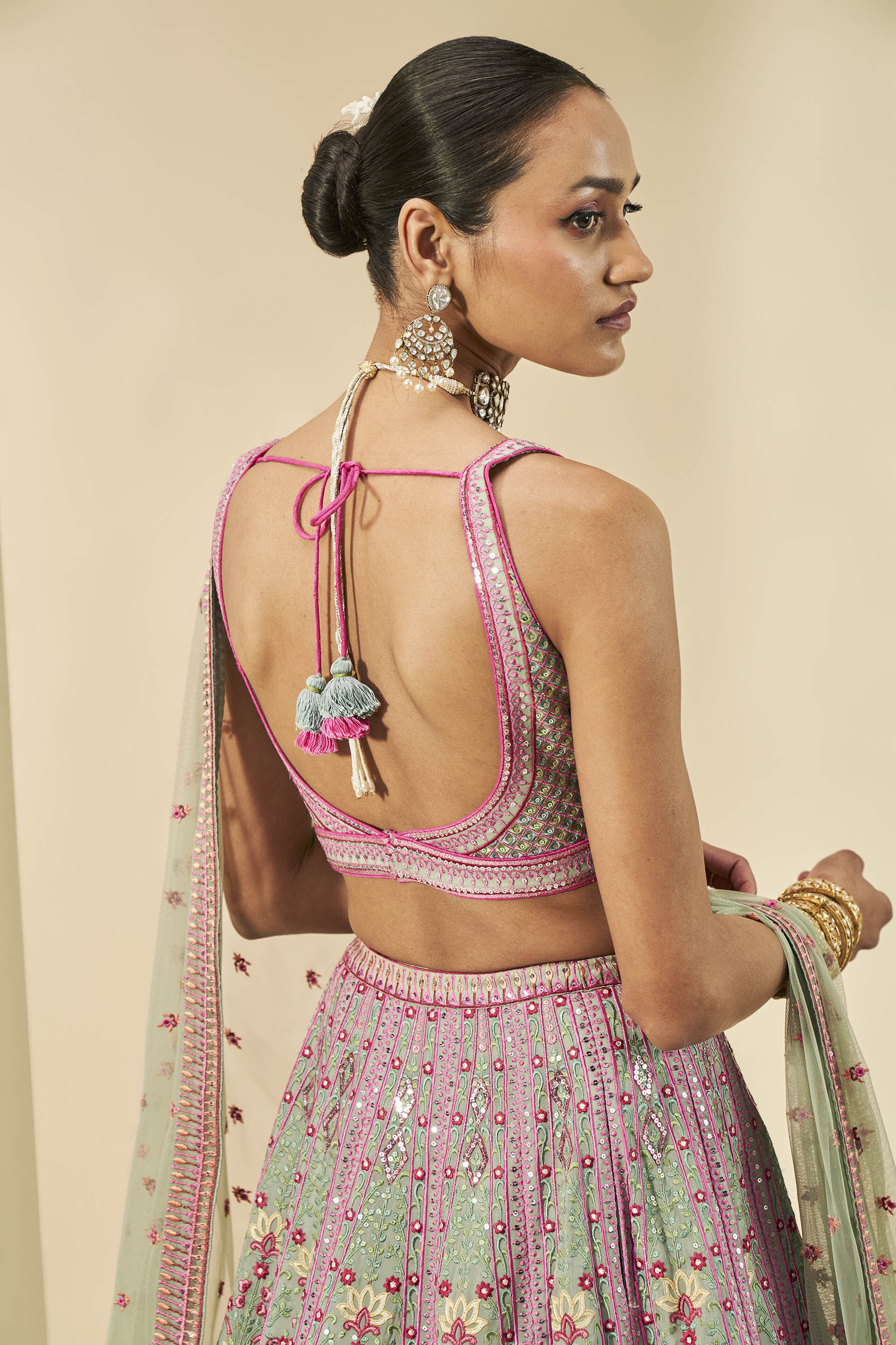 Aashirya Embroidered Lehenga Set - Sage, Sage, image 5