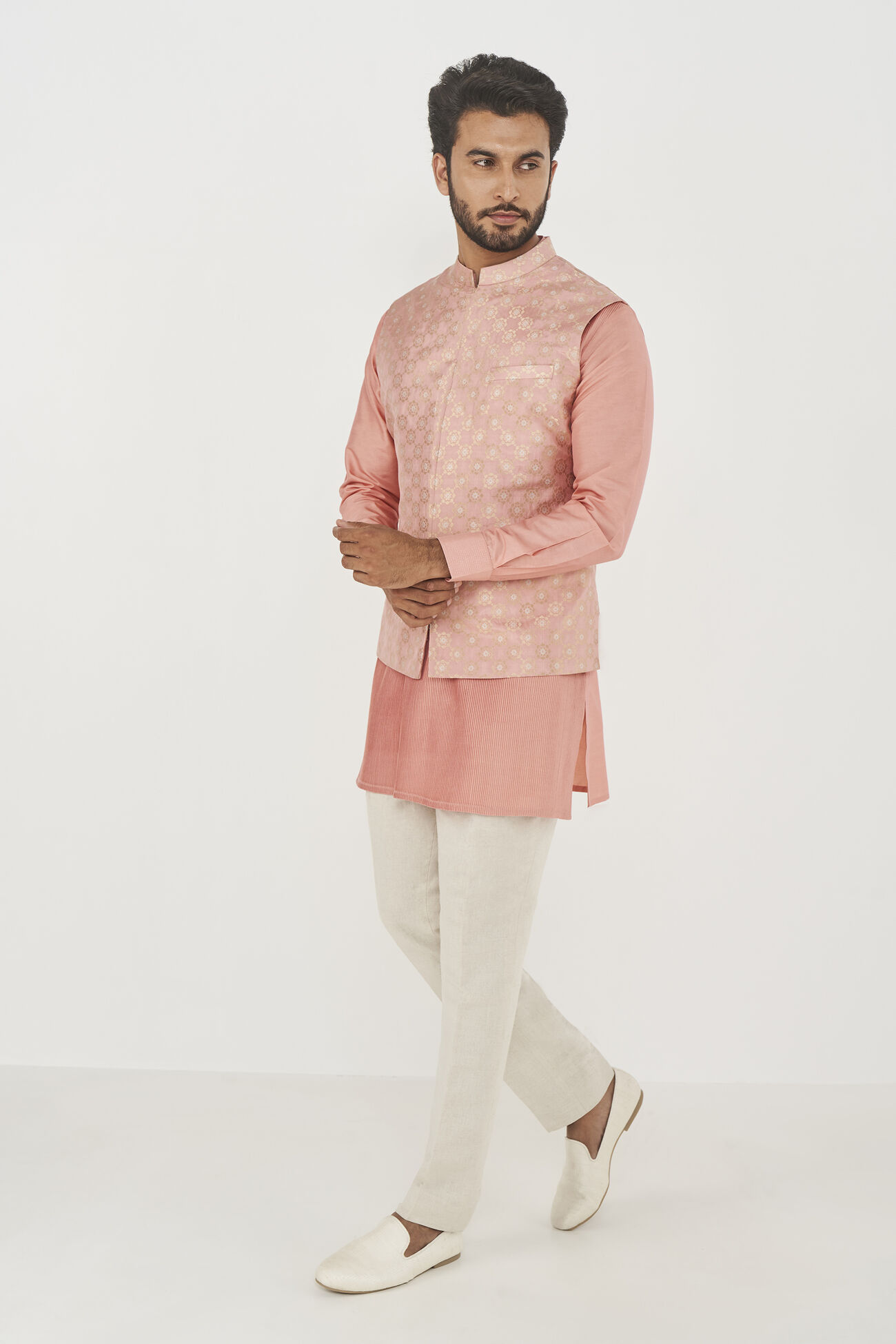 Nirved Nehru Jacket, Pink, image 2