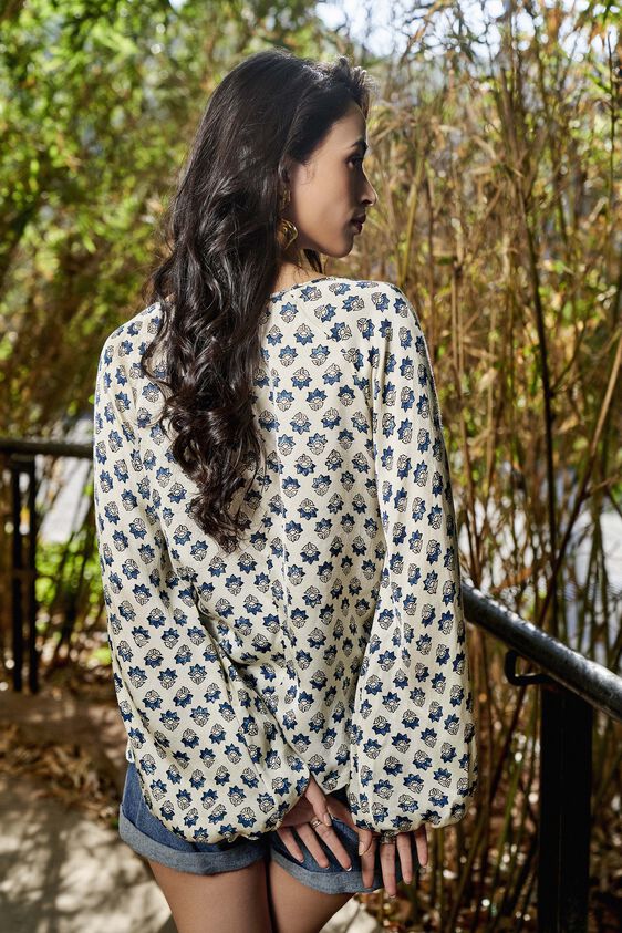Floret Drawstring Top - Ecru, Ecru, image 6
