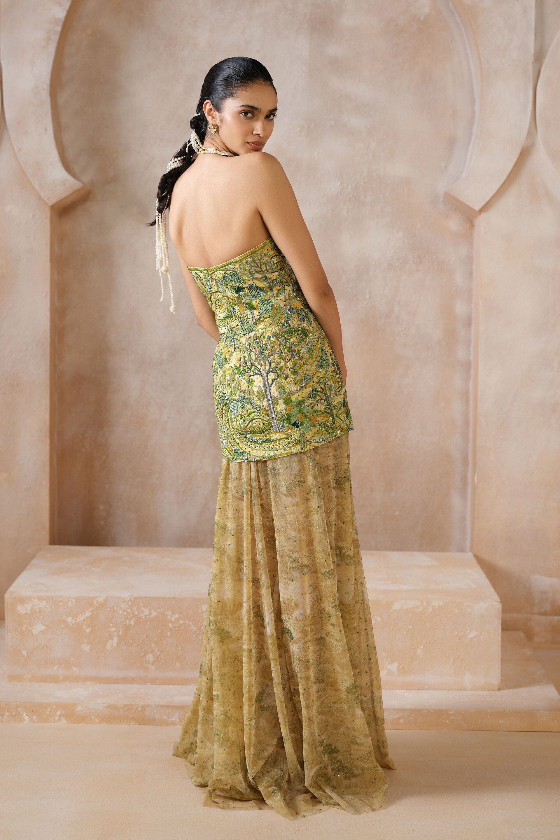 Verdalis Embroidered Skirt Set - Yellow