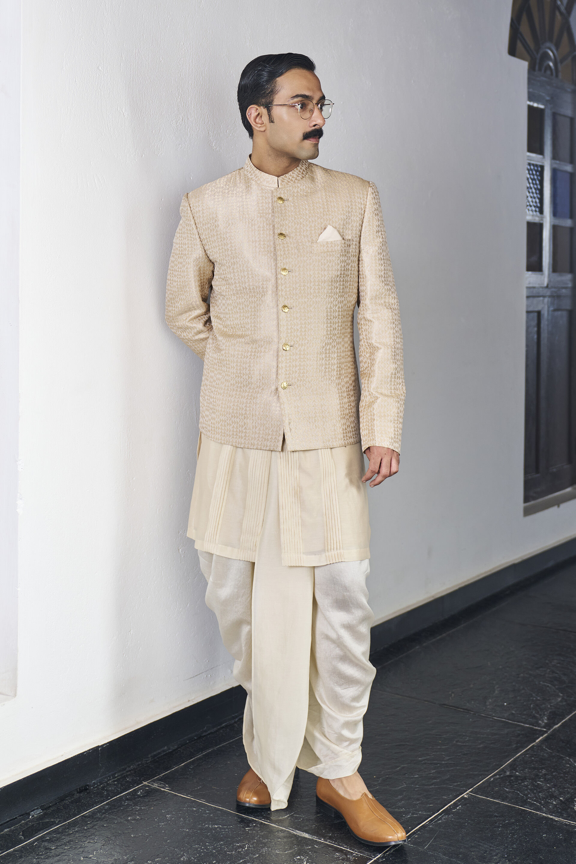 Sohbat Bandhgala in Gold Benarasi