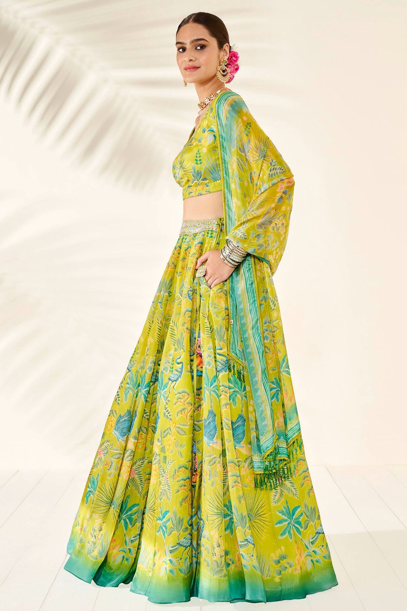 2 - Swan Song Lehenga Set - Lime, image 2