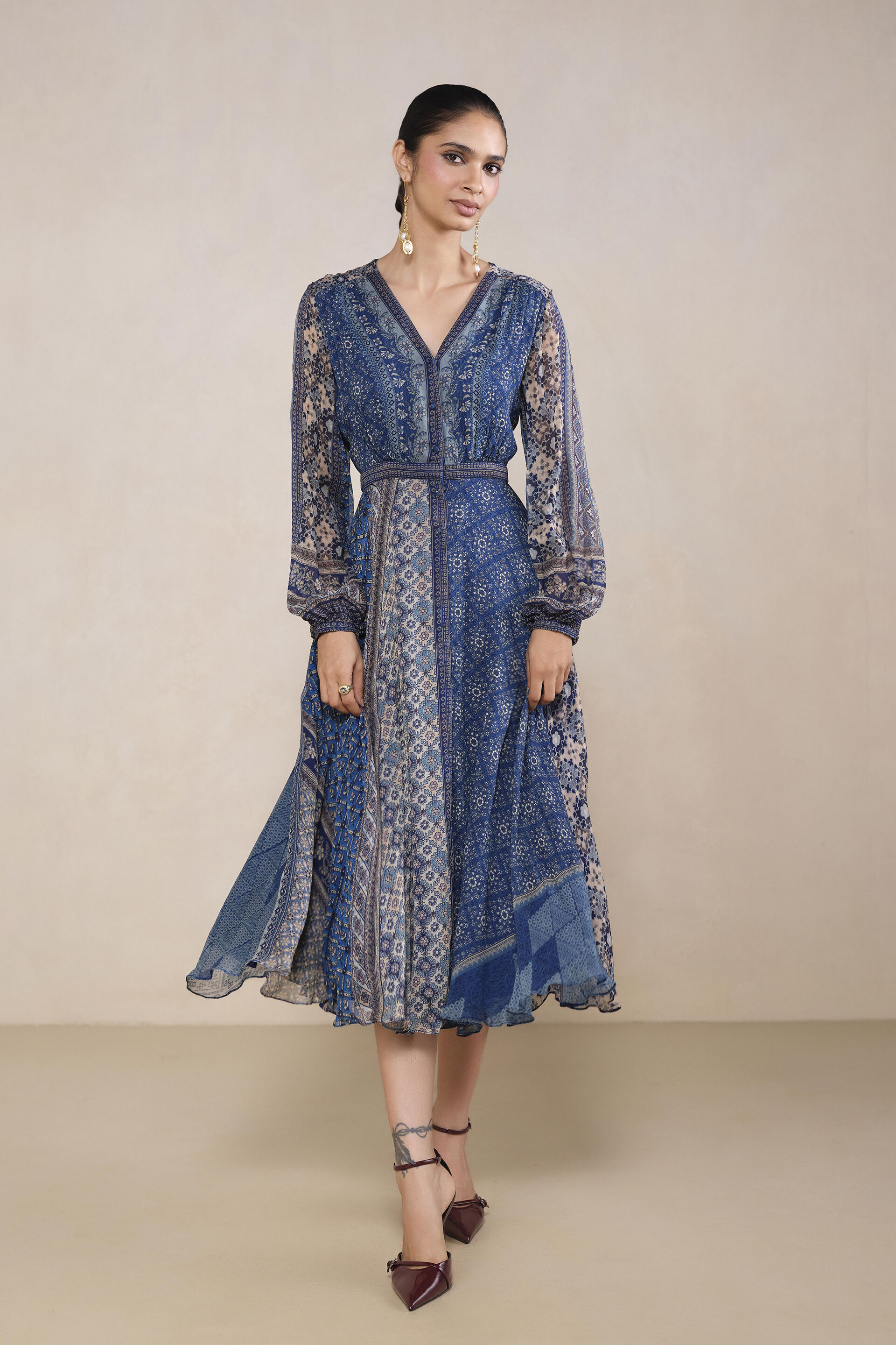 Mehak Printed Dress in Blue