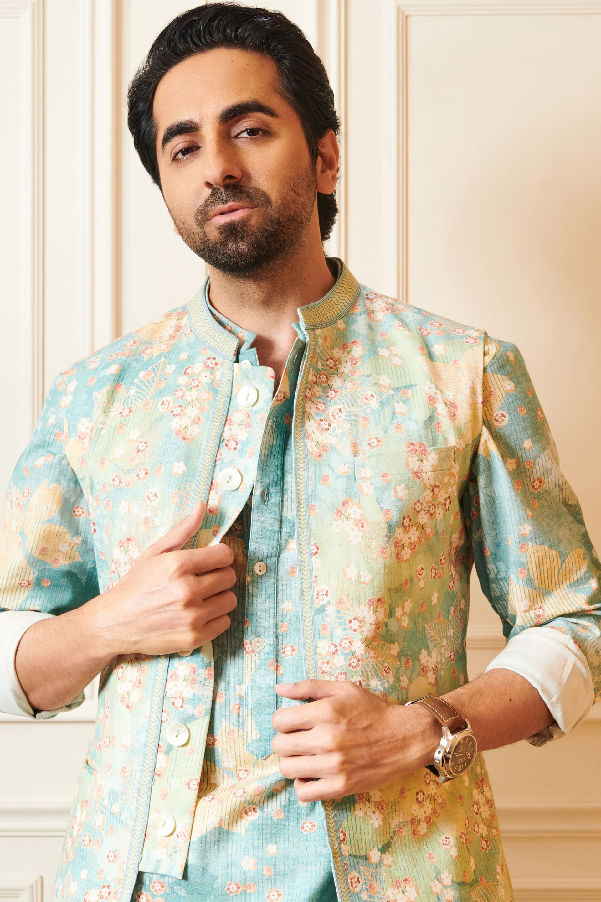 Revaan Nehru Jacket Set-Powder Blue, , image 3