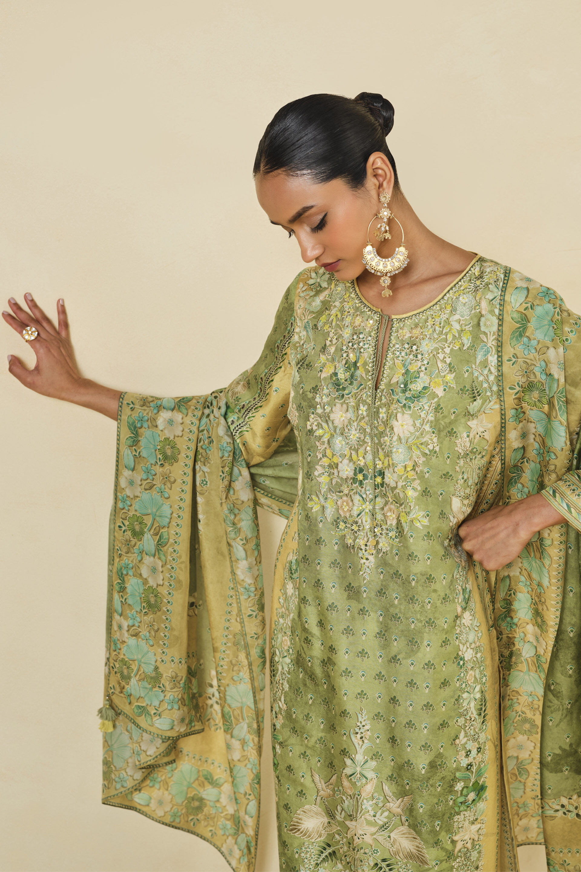 Delmar Printed Suit Set Lime