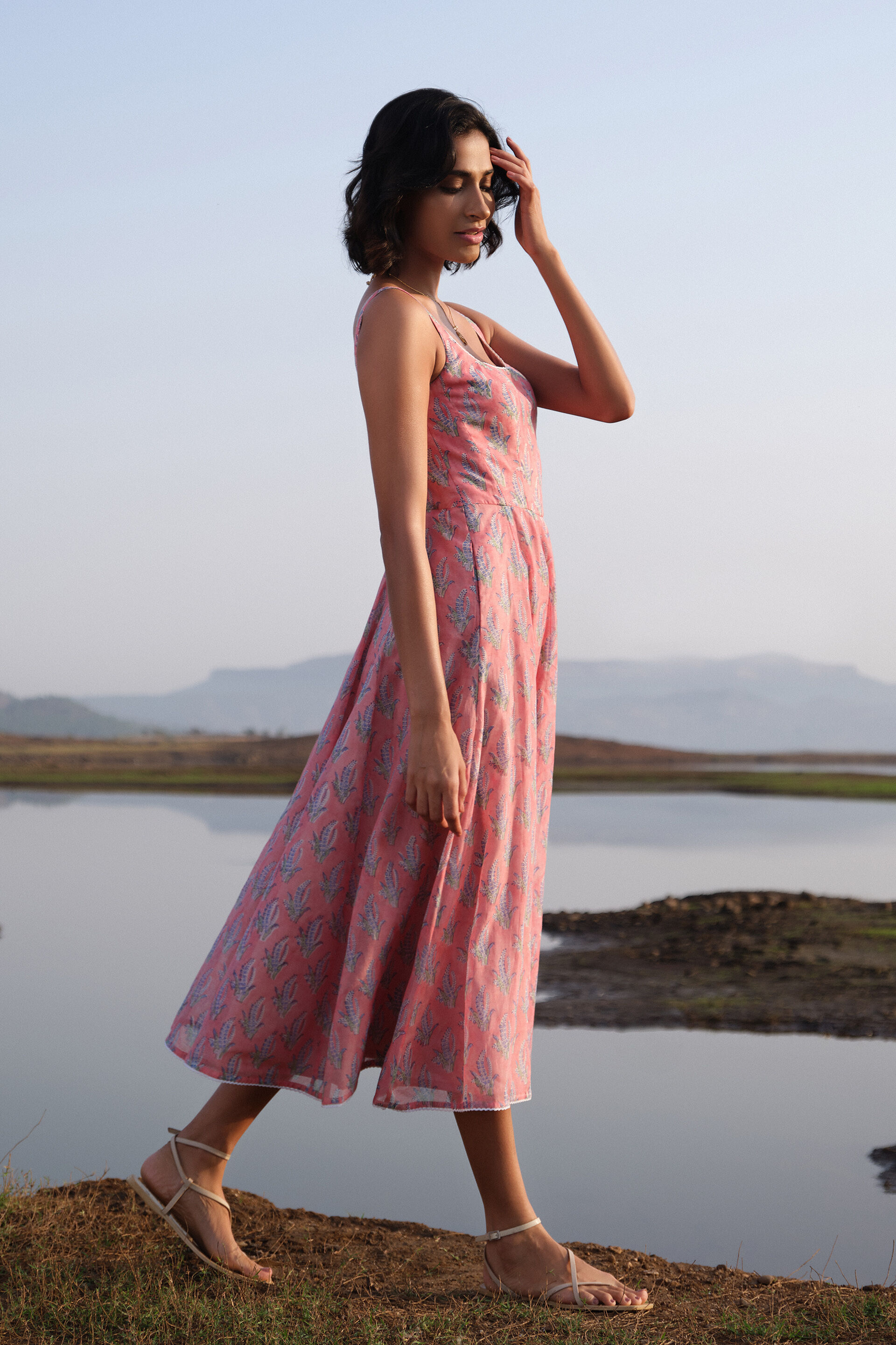 Seara Hand-block Printed Mul Dress - Pink, Pink, image 5