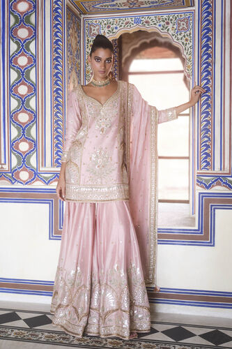 Nalika Gota Patti Mul Sharara Set - Blush, Pink, image 1