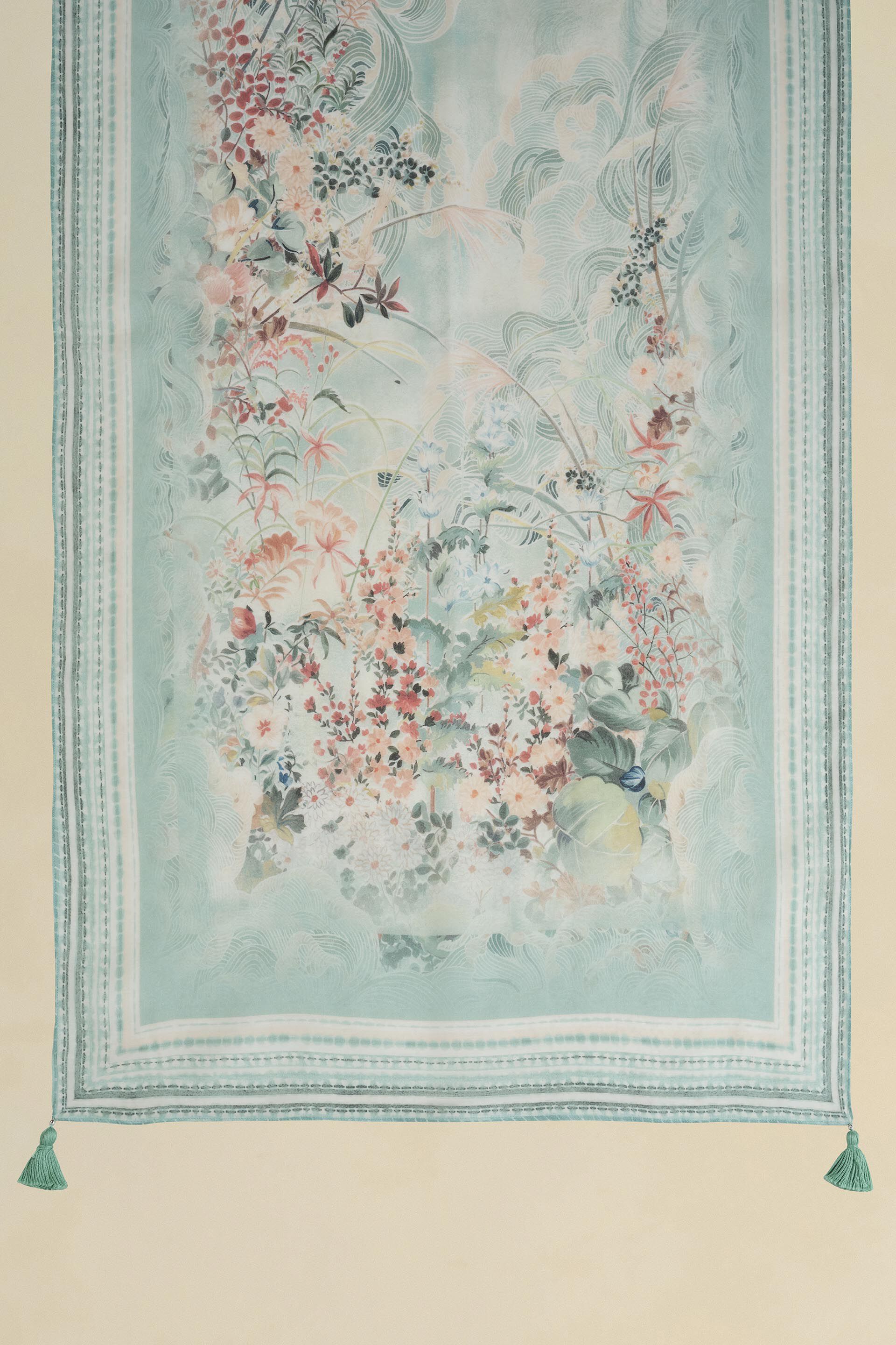 Arivai Silk Stole - Sage, Sage, image 2