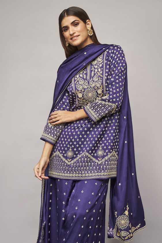 Saanjh Sharara Set, Purple, image 5