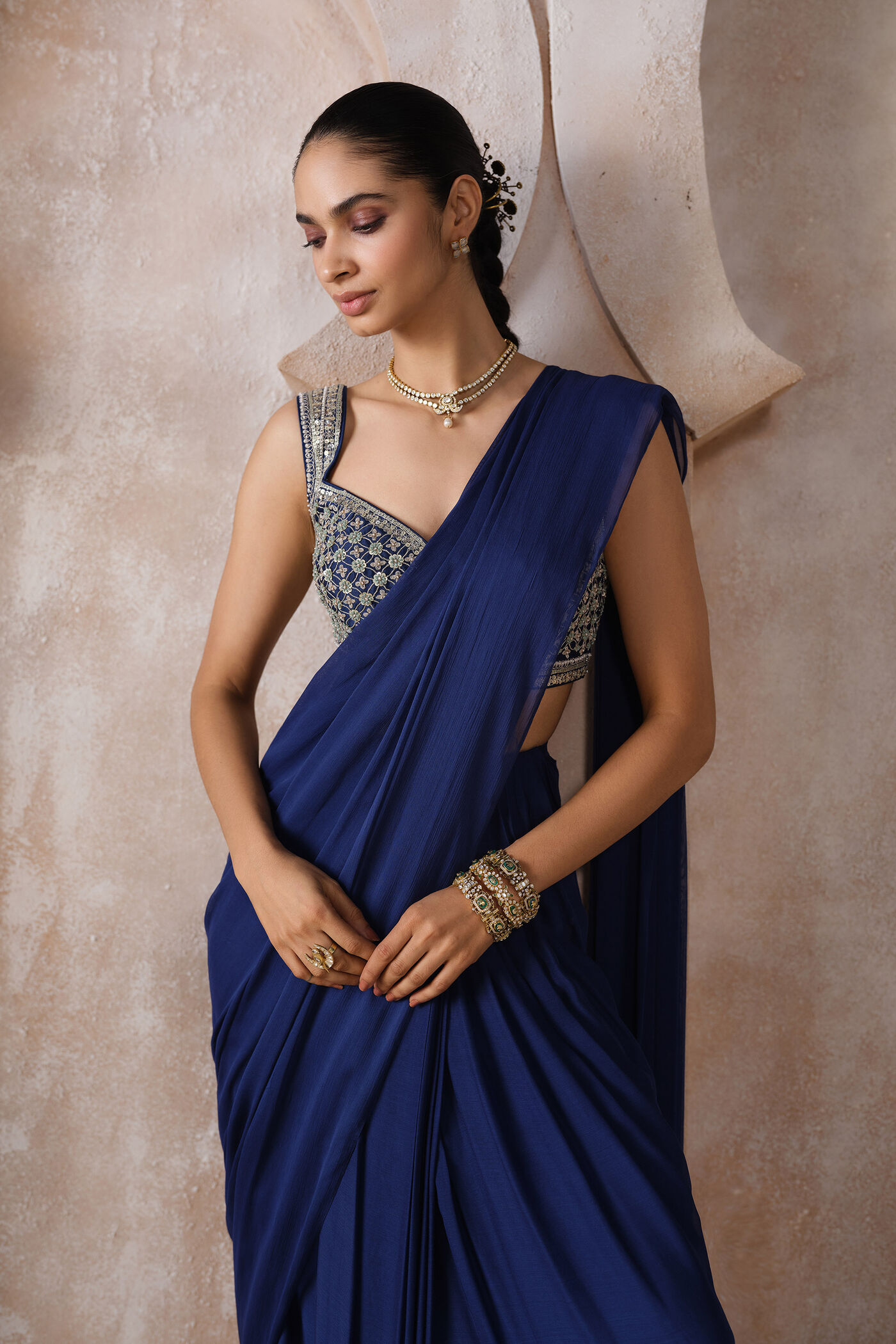 blue saree dress Royal Blue Saree Gown