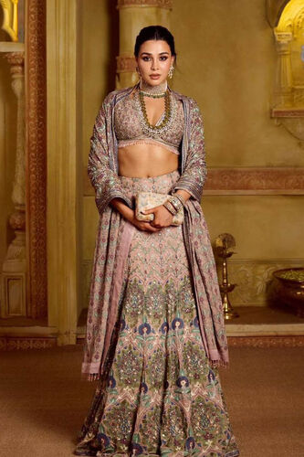 Krandasi Embroidered Zardozi Skirt Set - Blush, , image 1