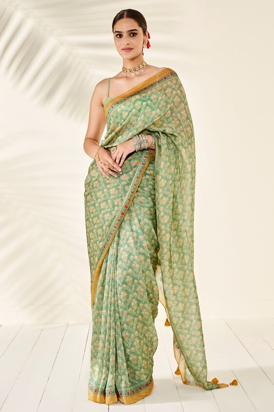 1 - Lanika Saree – Sage Green, image 1