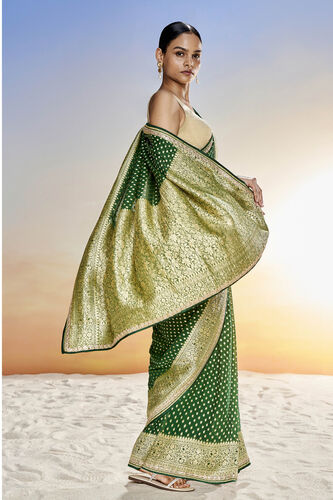 Lekha Benarasi Saree - Green, Green, image 2