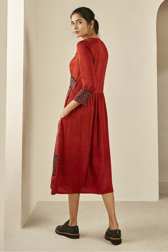 Wazir Cut n sew Dress - Brown, Brick, image 2