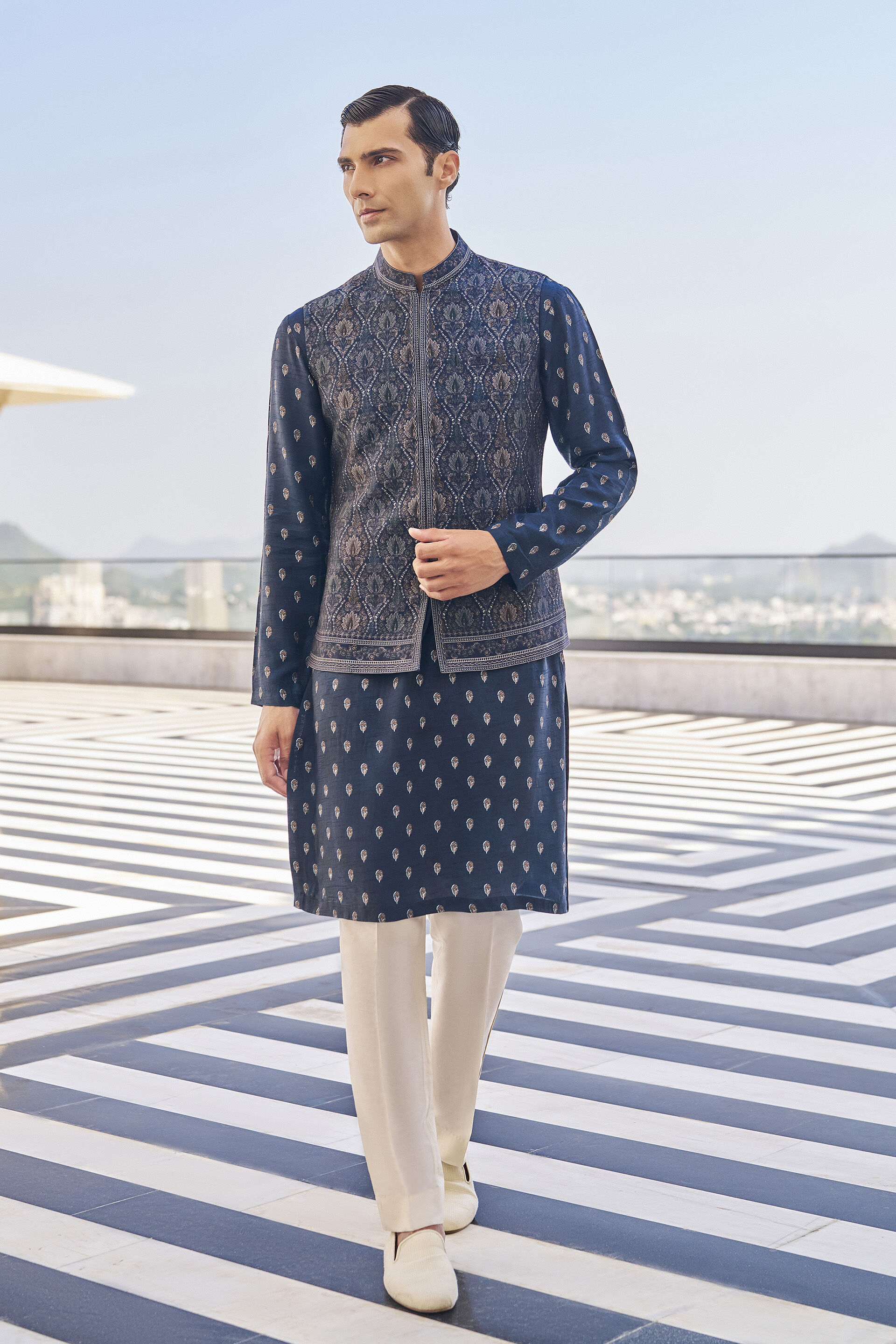 Vyan Indigo Nehru Jacket, Indigo, image 1