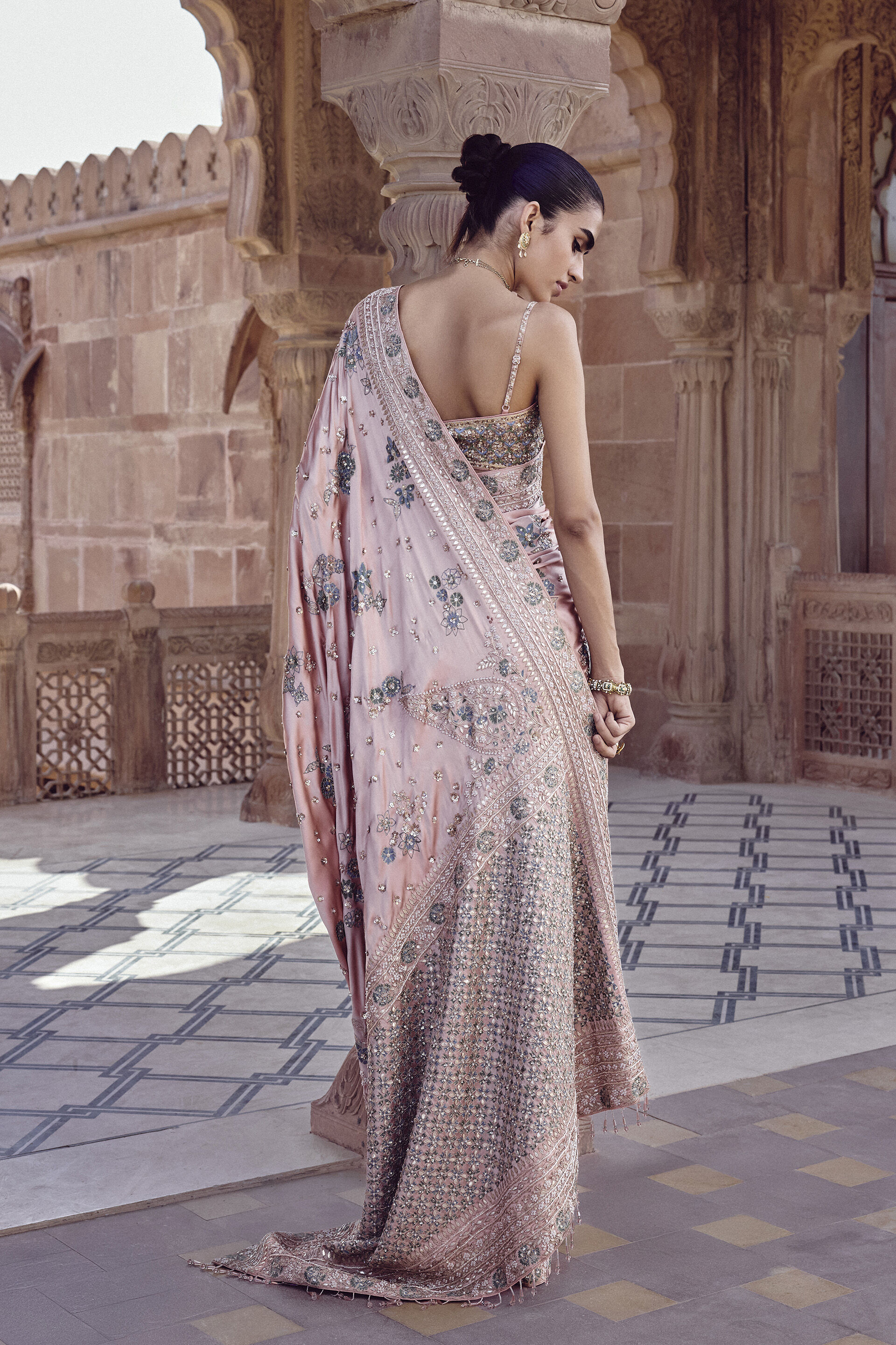 Aurima Gota Patti Saree - Blush