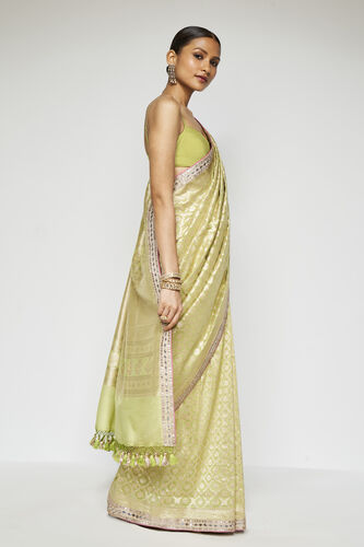 Jahanara Benarasi Silk Gota Patti Saree, Lime, image 3