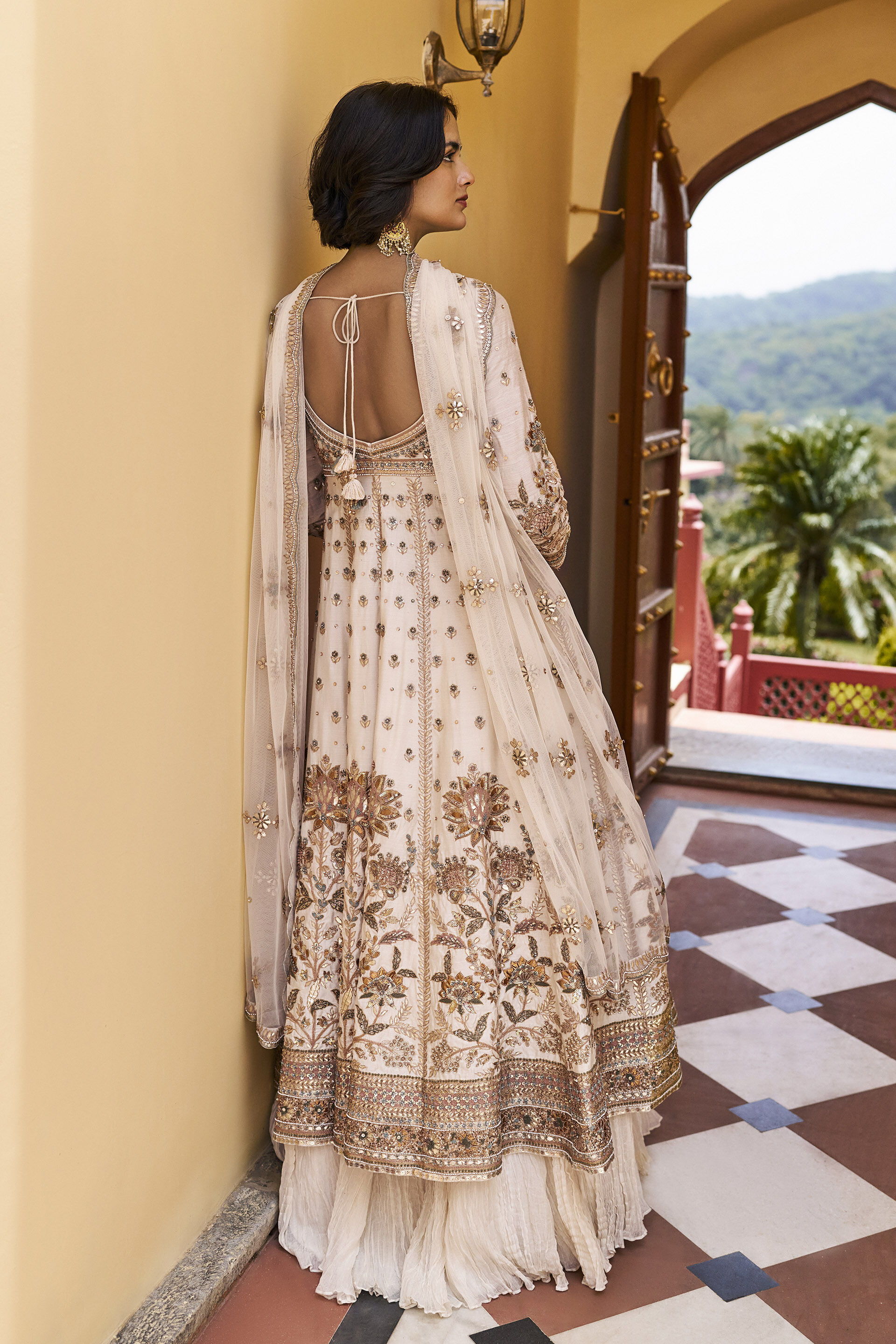 Eternity Gota Patti Lehenga Set - ​Ivory