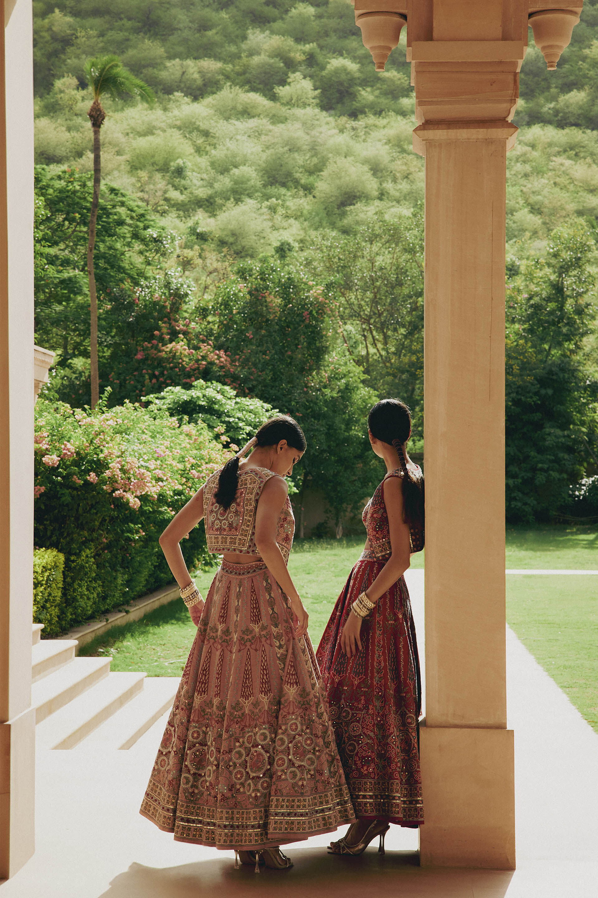 Alakana SEWA Hand-embroidered Silk Skirt Set - Old Rose, Old Rose, image 6