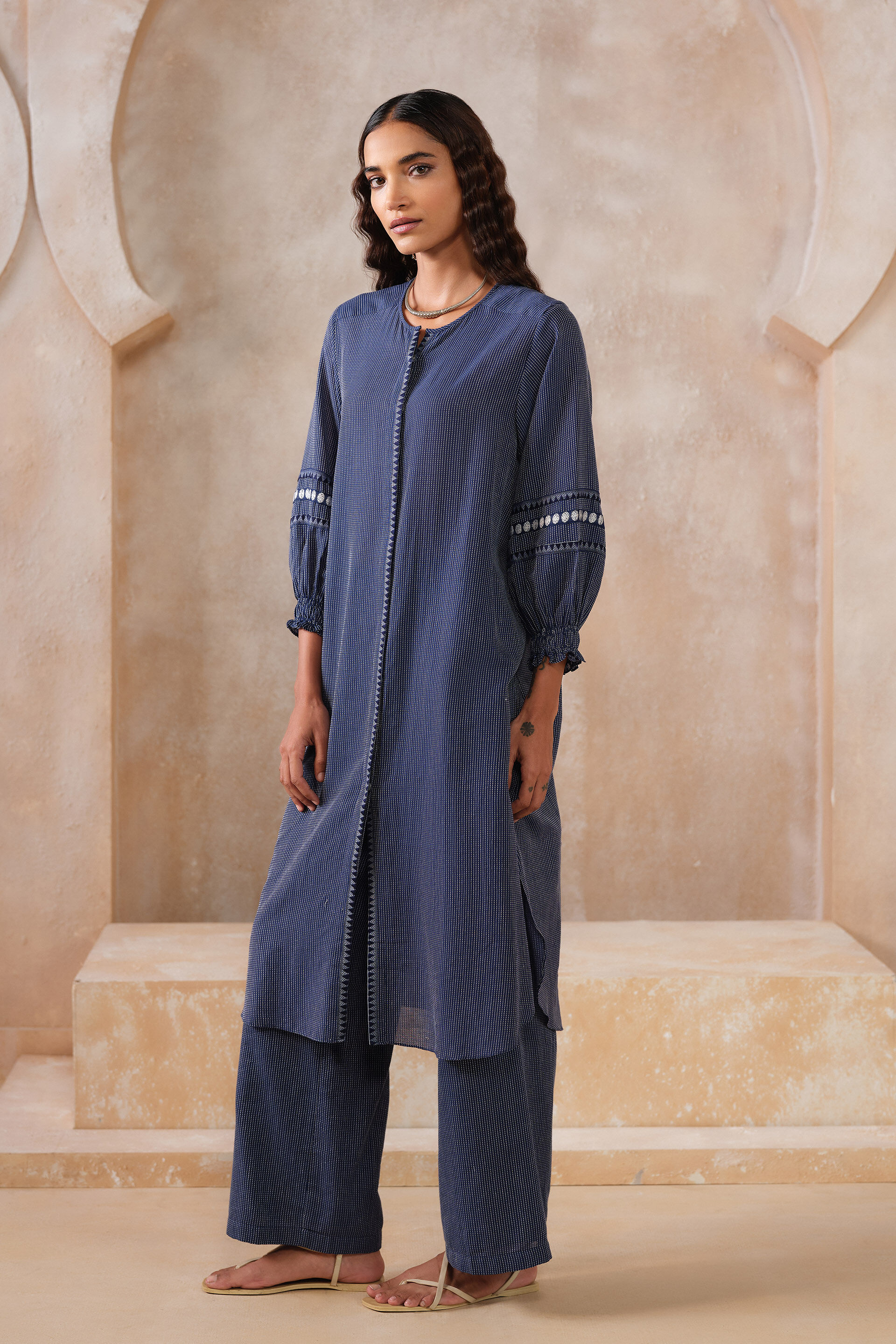 Claramay Handwoven Kurta Set - Indigo, Indigo Blue, image 3