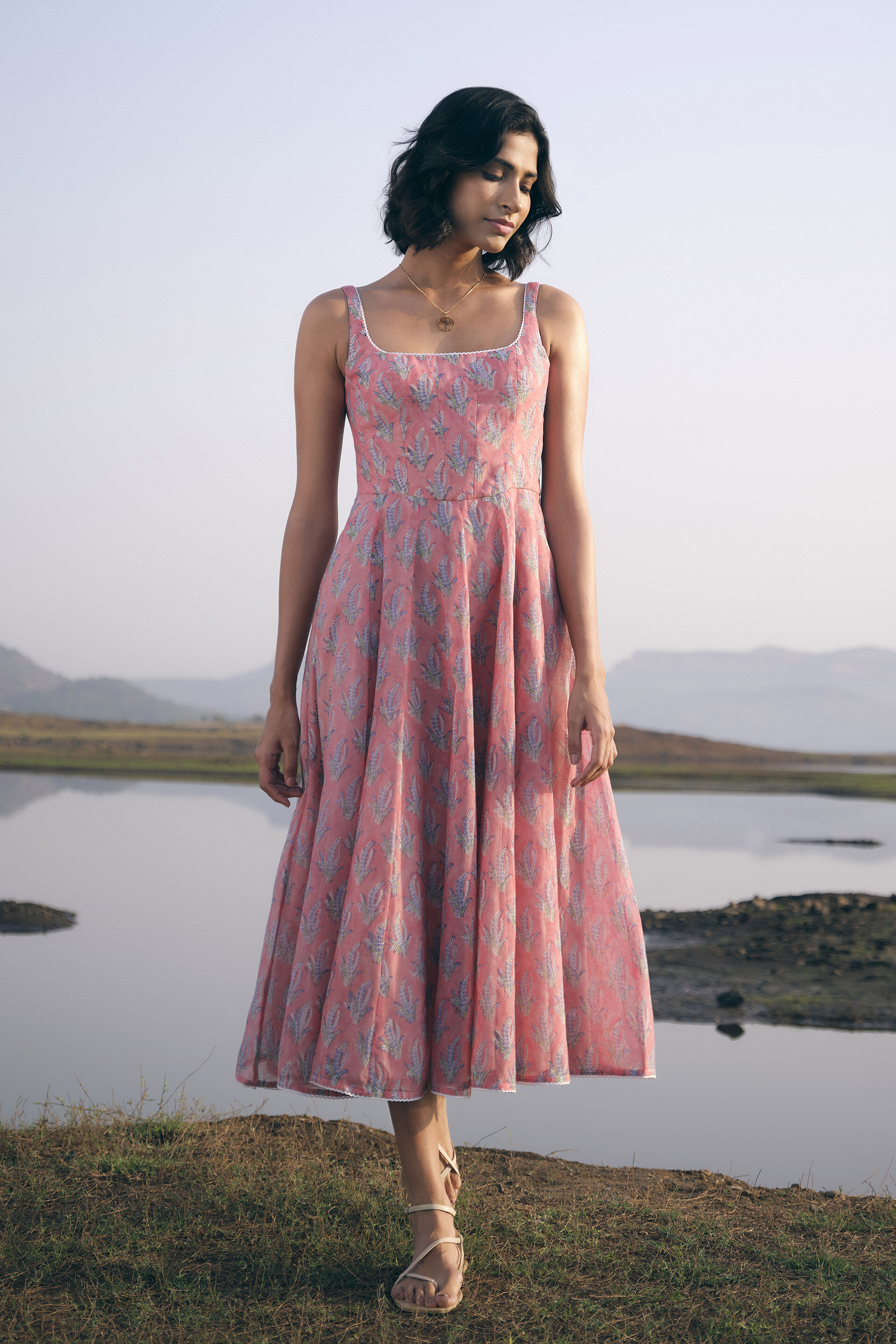 Seara Hand-block Printed Mul Dress - Pink, Pink, image 3