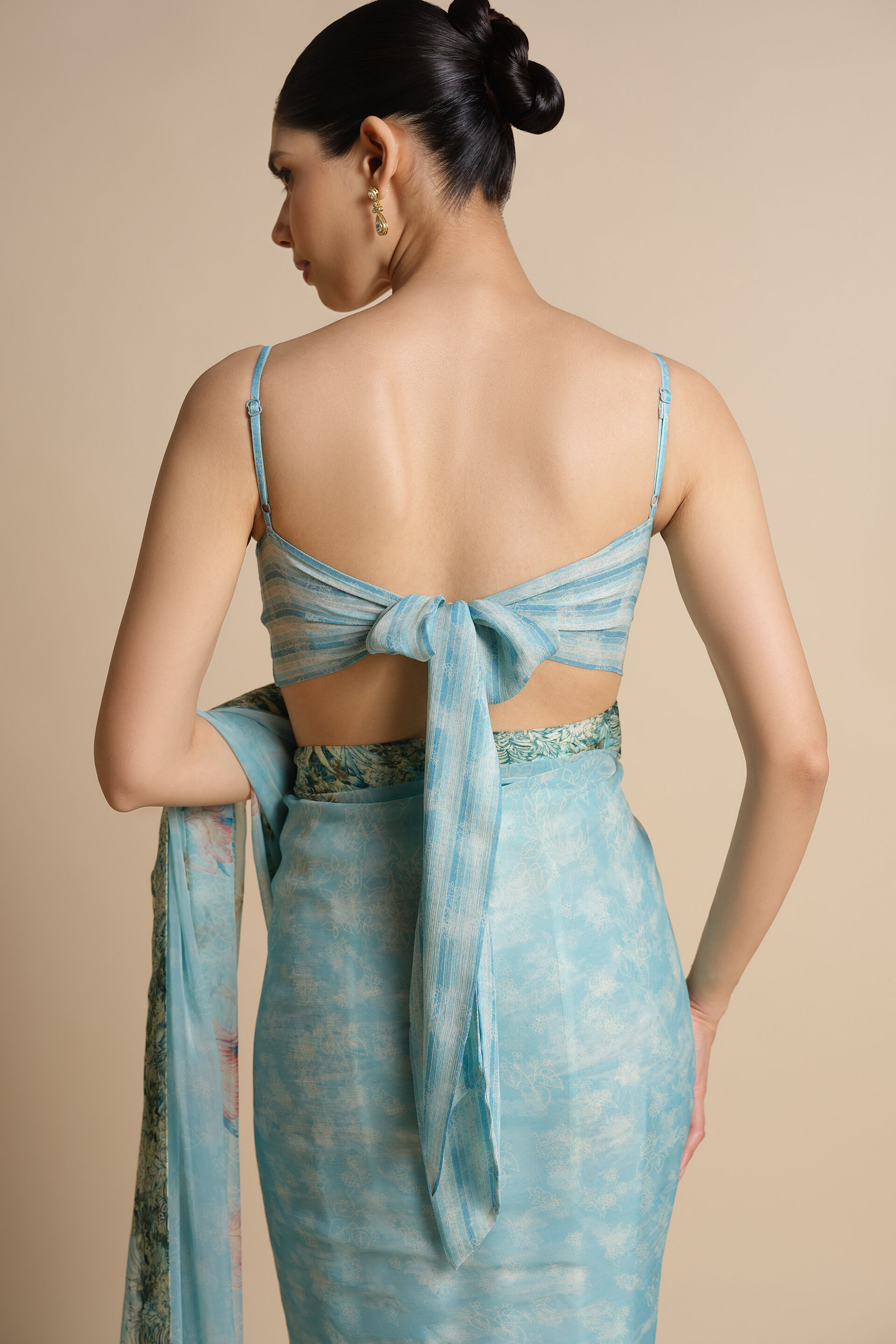 Sagara Printed Chiffon Saree - Powder Blue, Powder Blue, image 10