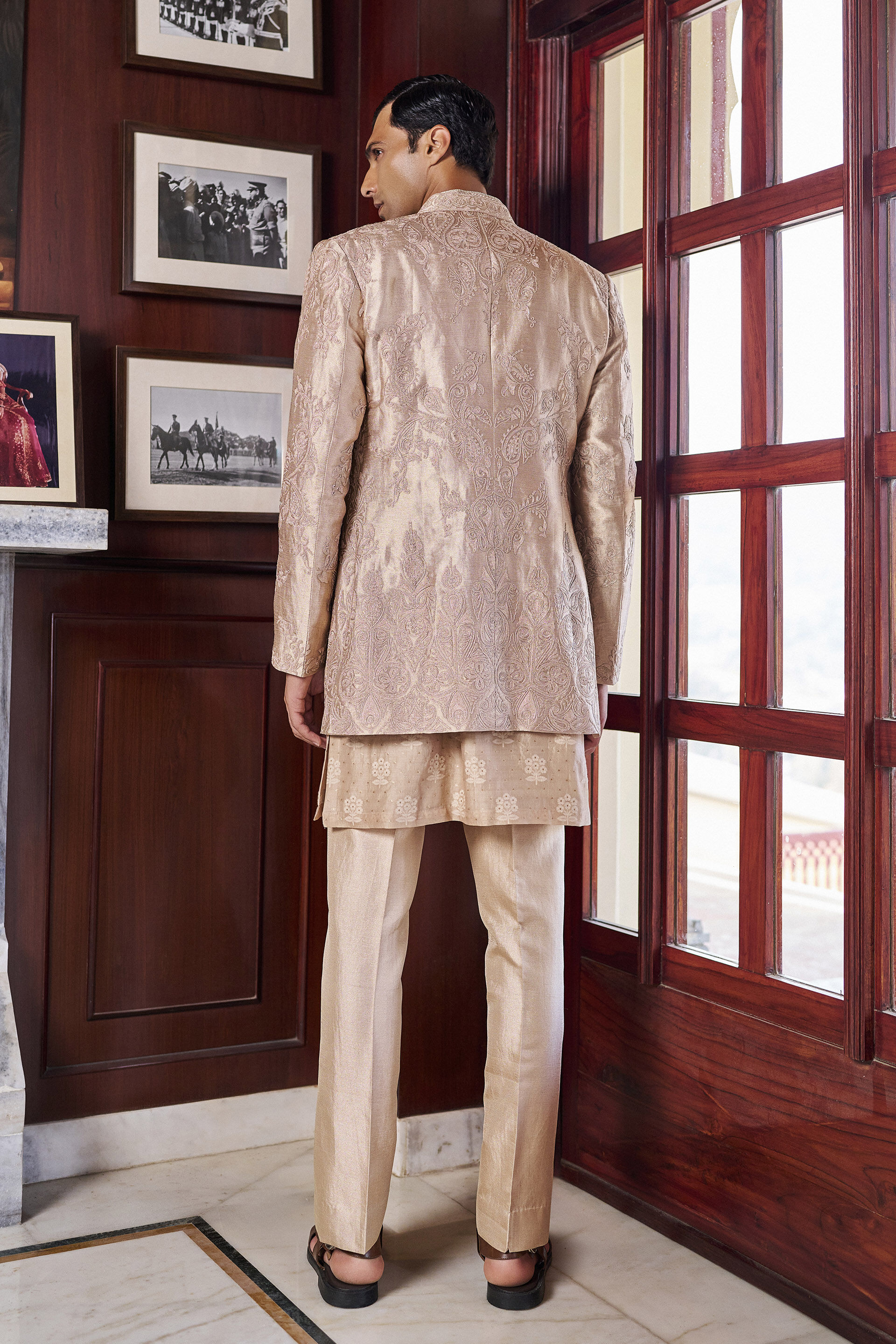 Serendipity Embroidered Cord Sherwani - Salmon