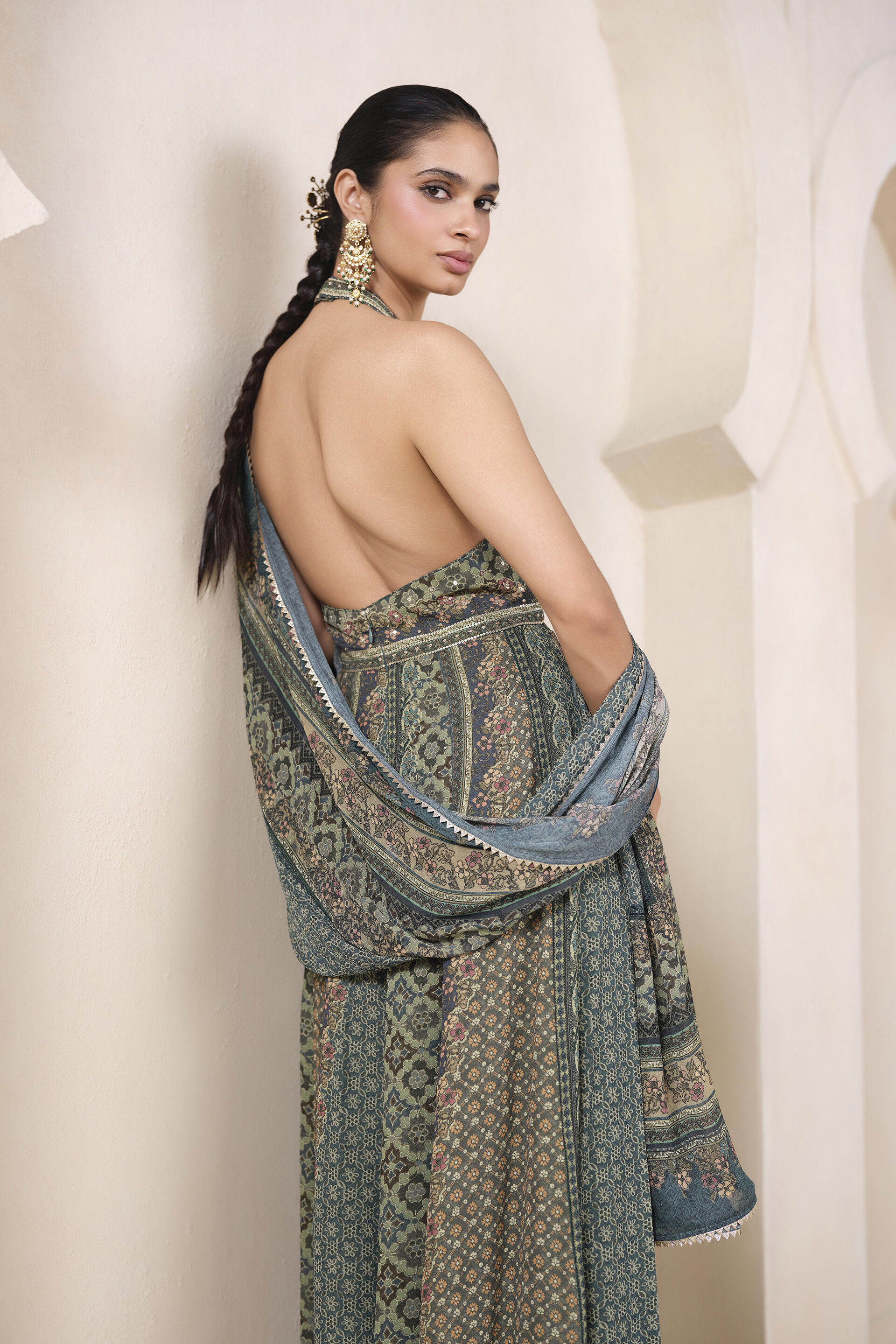 Zeena Printed Suit Set in Green, Green, image 4