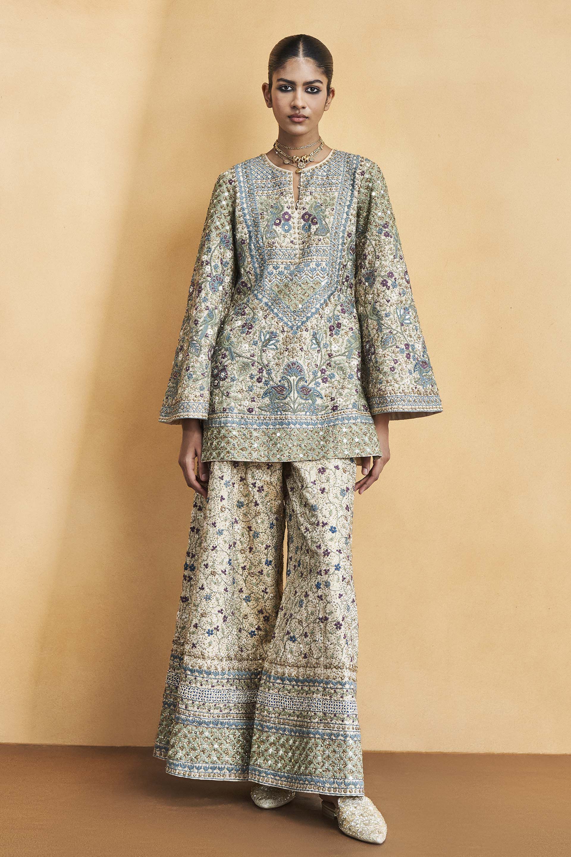 Harmony Of The Forest Embroidered Zardozi Pant Set - Gold