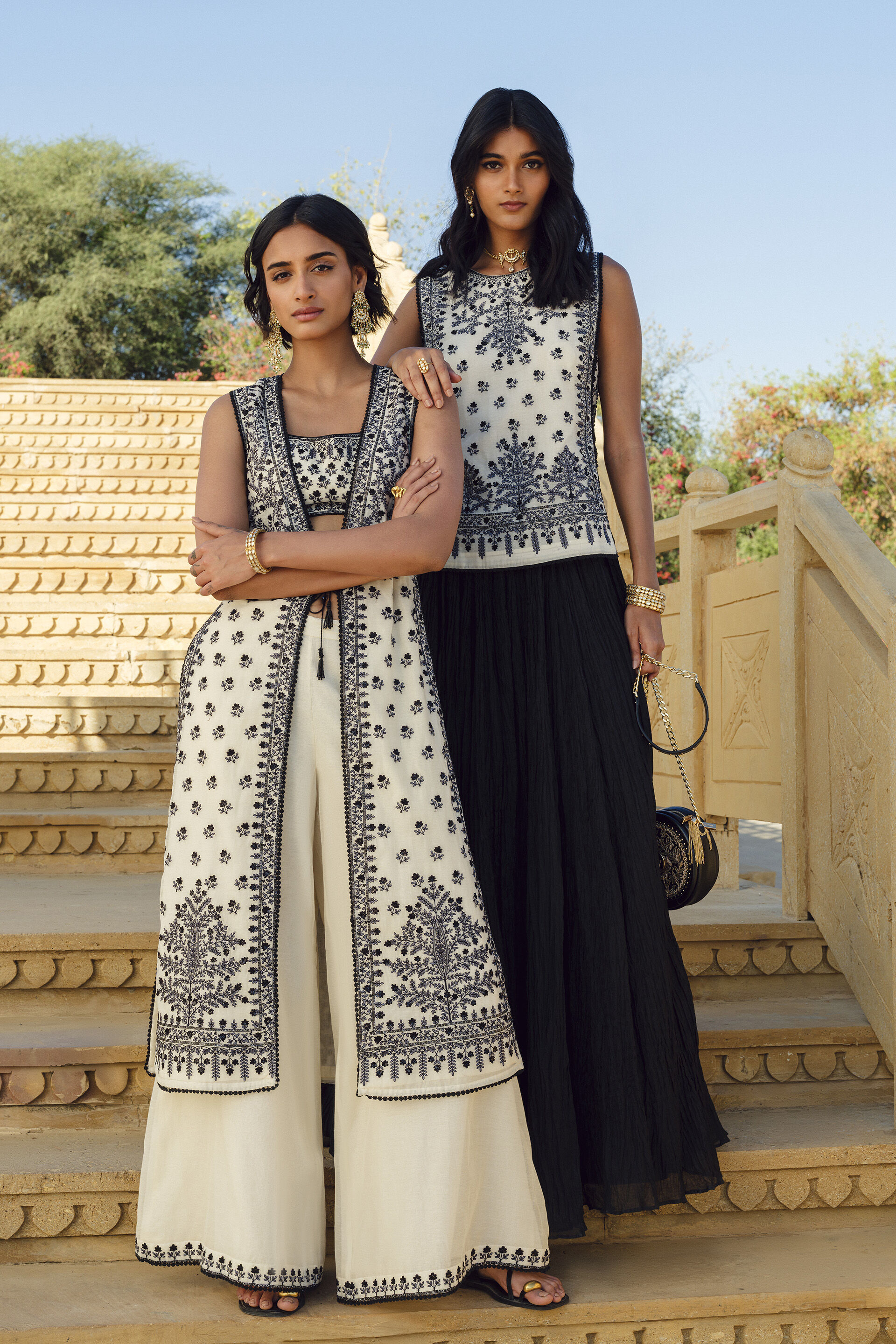 Sawsan Embroidered Skirt Set - White, White, image 5