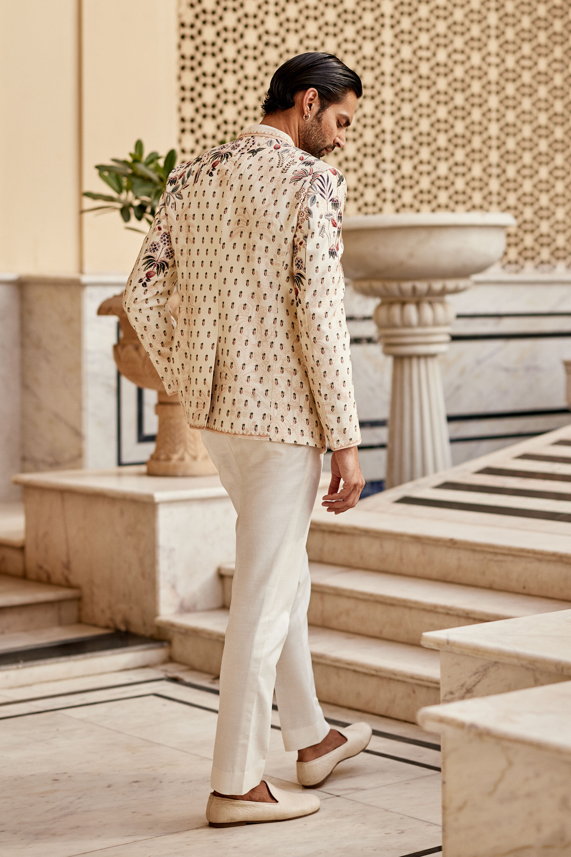 Raahil Silk Bandhgala - Ivory