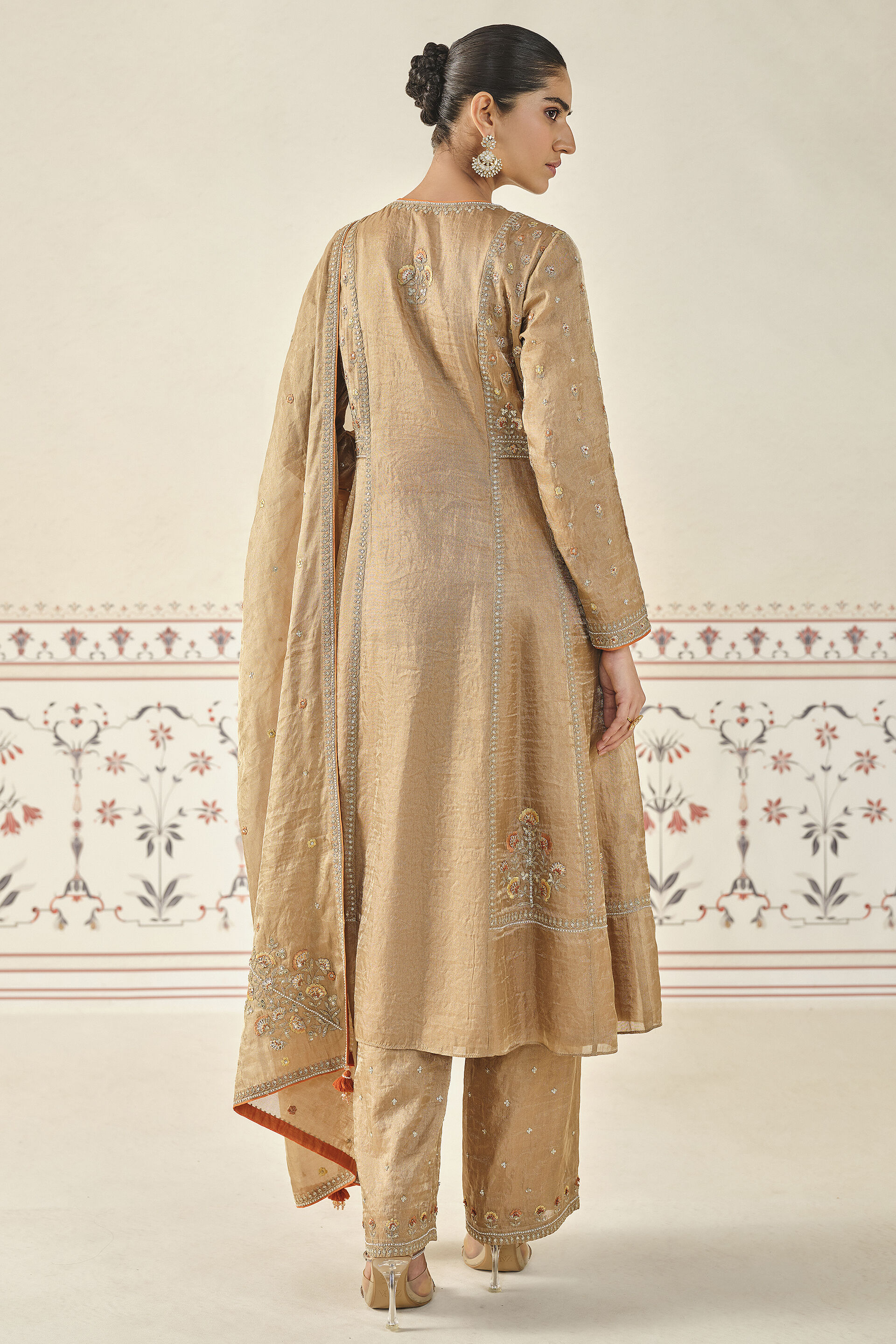 Yashna Embroidered Suit Set - Bronze