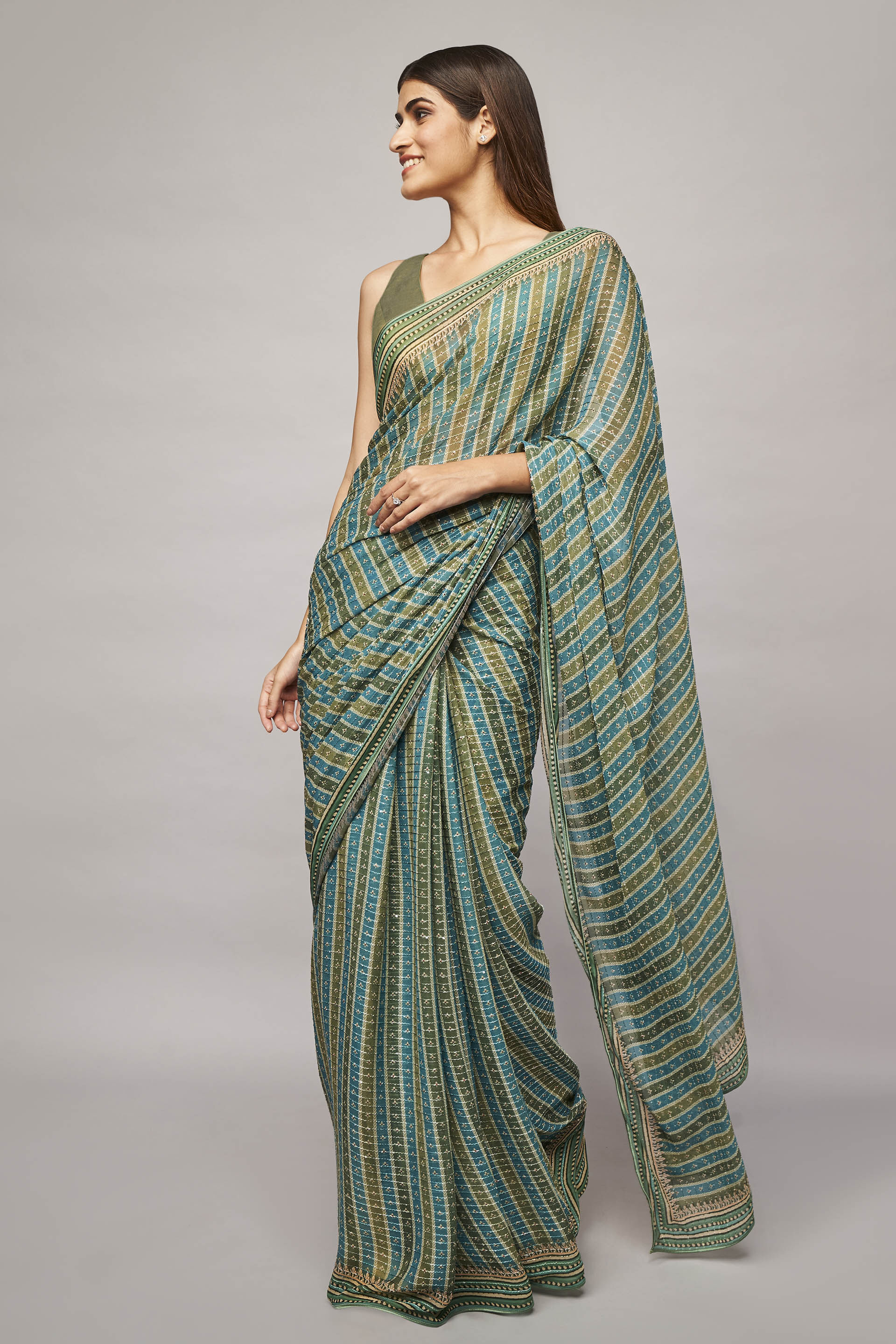 Alana Saree - Sage, Sage, image 1