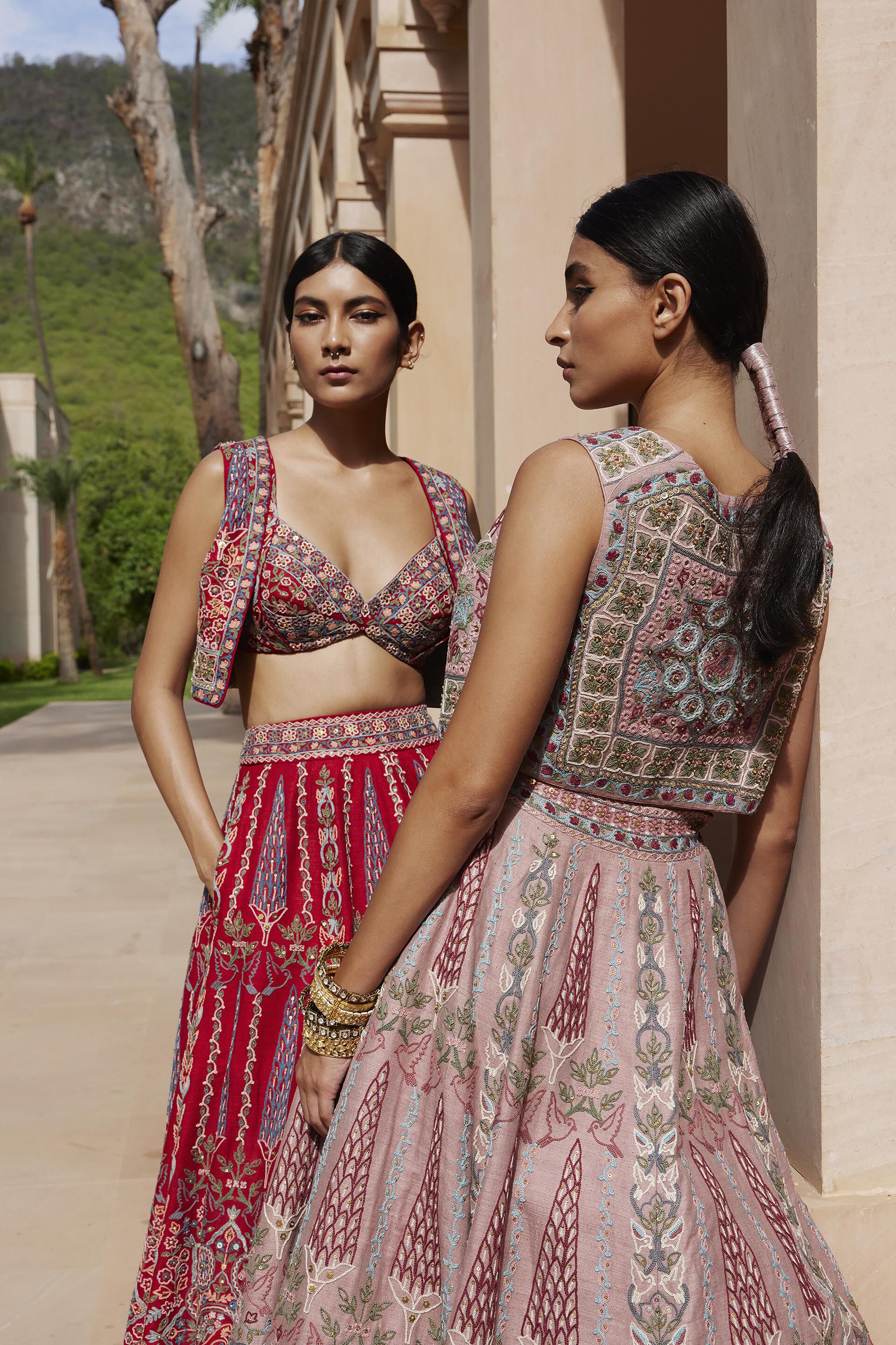 Embroidered shop silk skirt