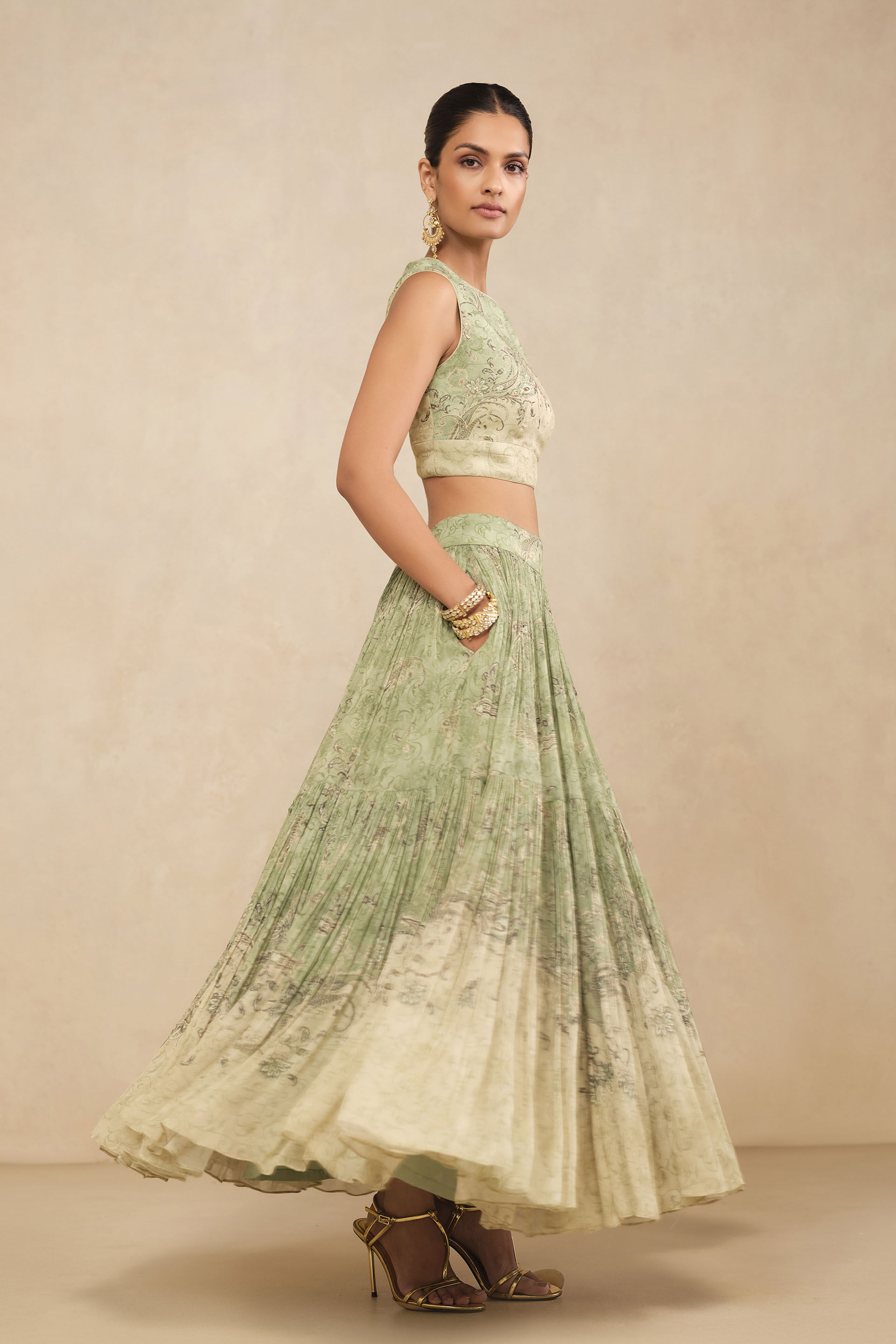 Riham Bemberg Skirt Set - Sage, Sage, image 3
