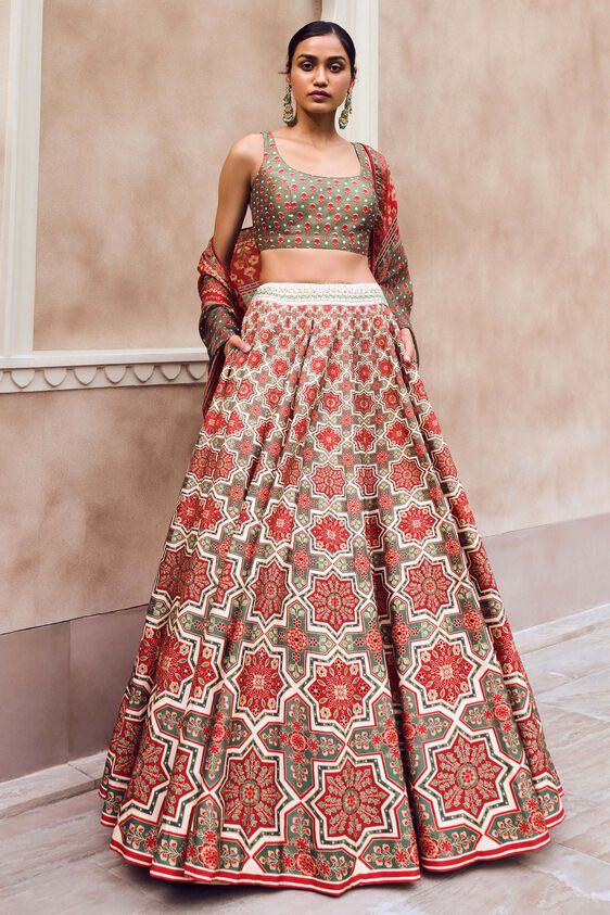 Mayai Lehenga - Red, Red, image 1