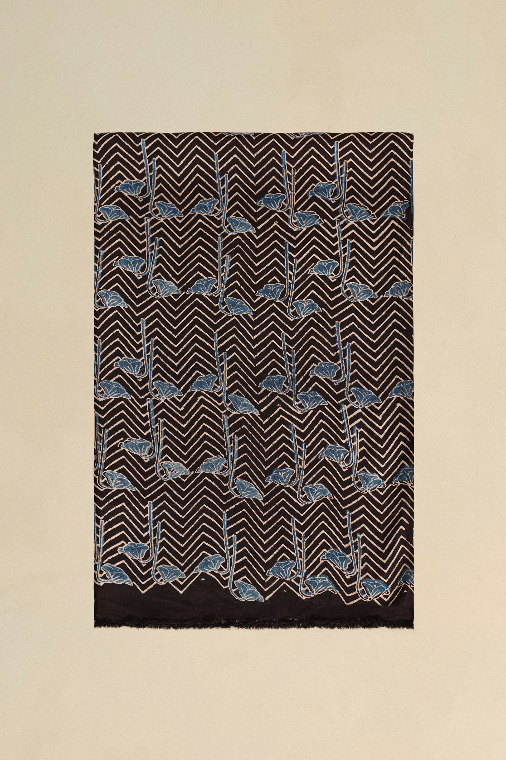 Brano Ajrakh Hand-block Printed Saree - Black, Black, image 6