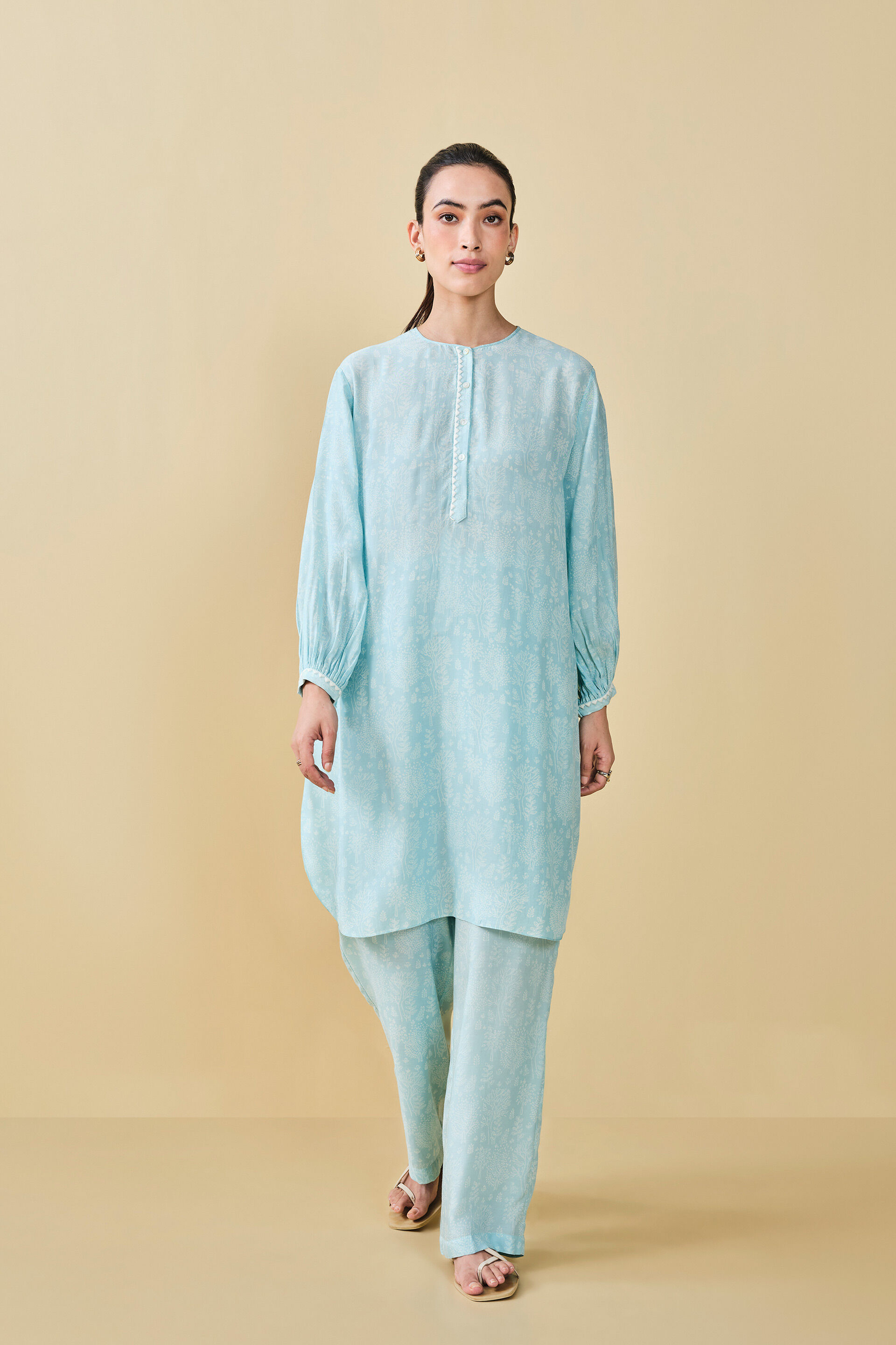 Buy Designer Tree Breeze Hand block Printed Coord Blue Online from Anita Dongre