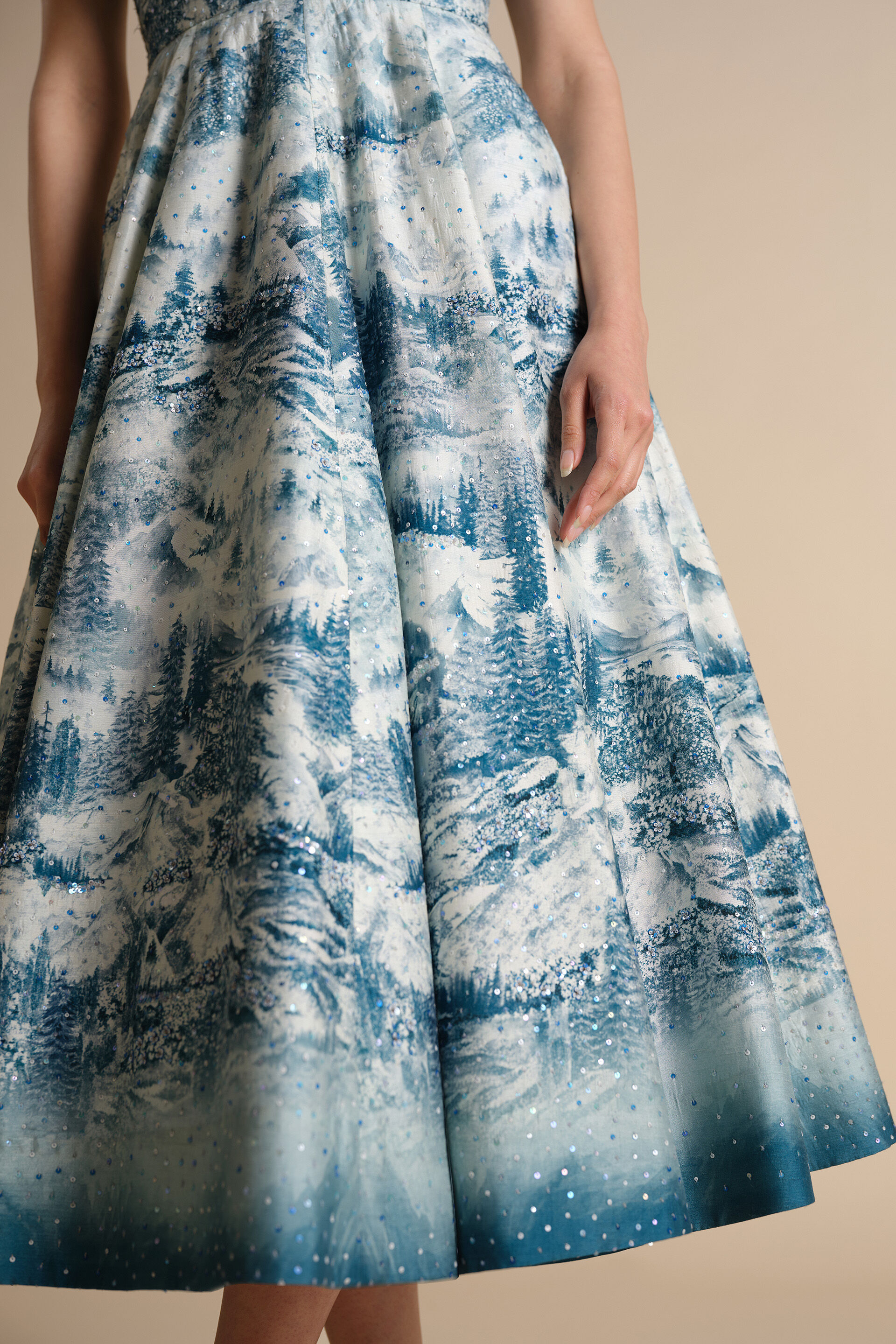 Shahma Sequin Silk Dress - Powder Blue, Blue, image 11