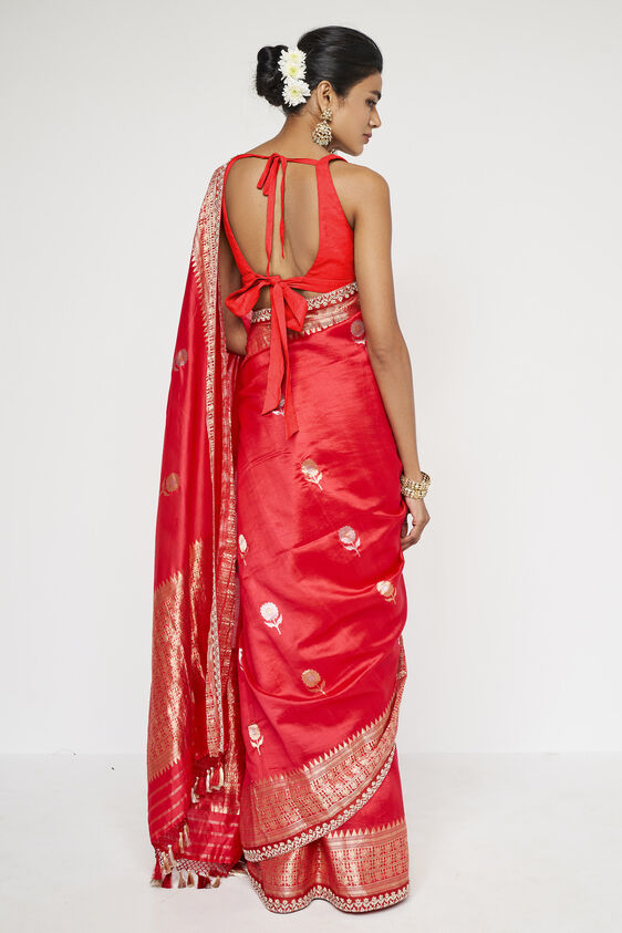 Aganaya Benarasi Saree - Red, , image 2