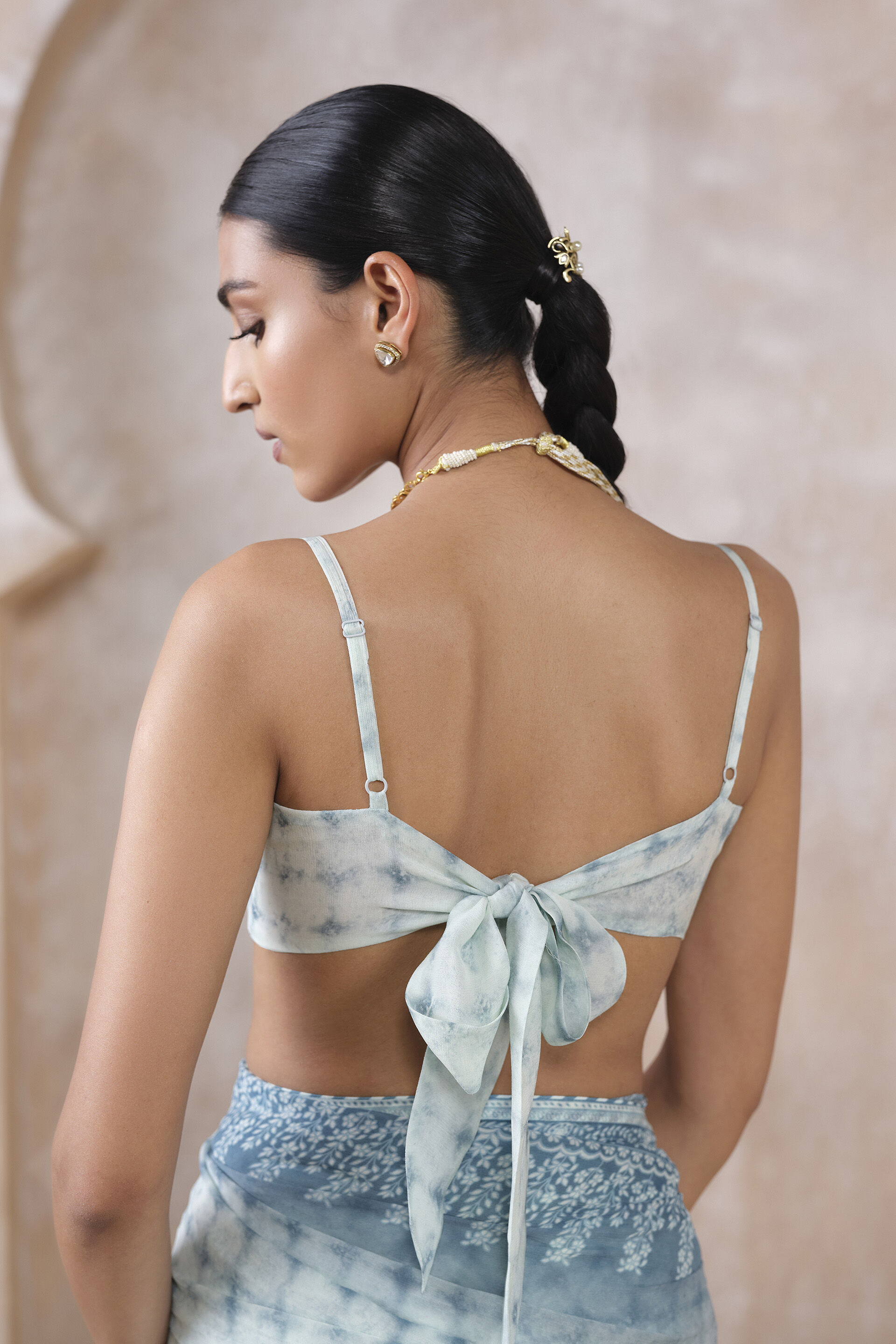 Midori Sequin Chiffon Saree - White, White, image 6